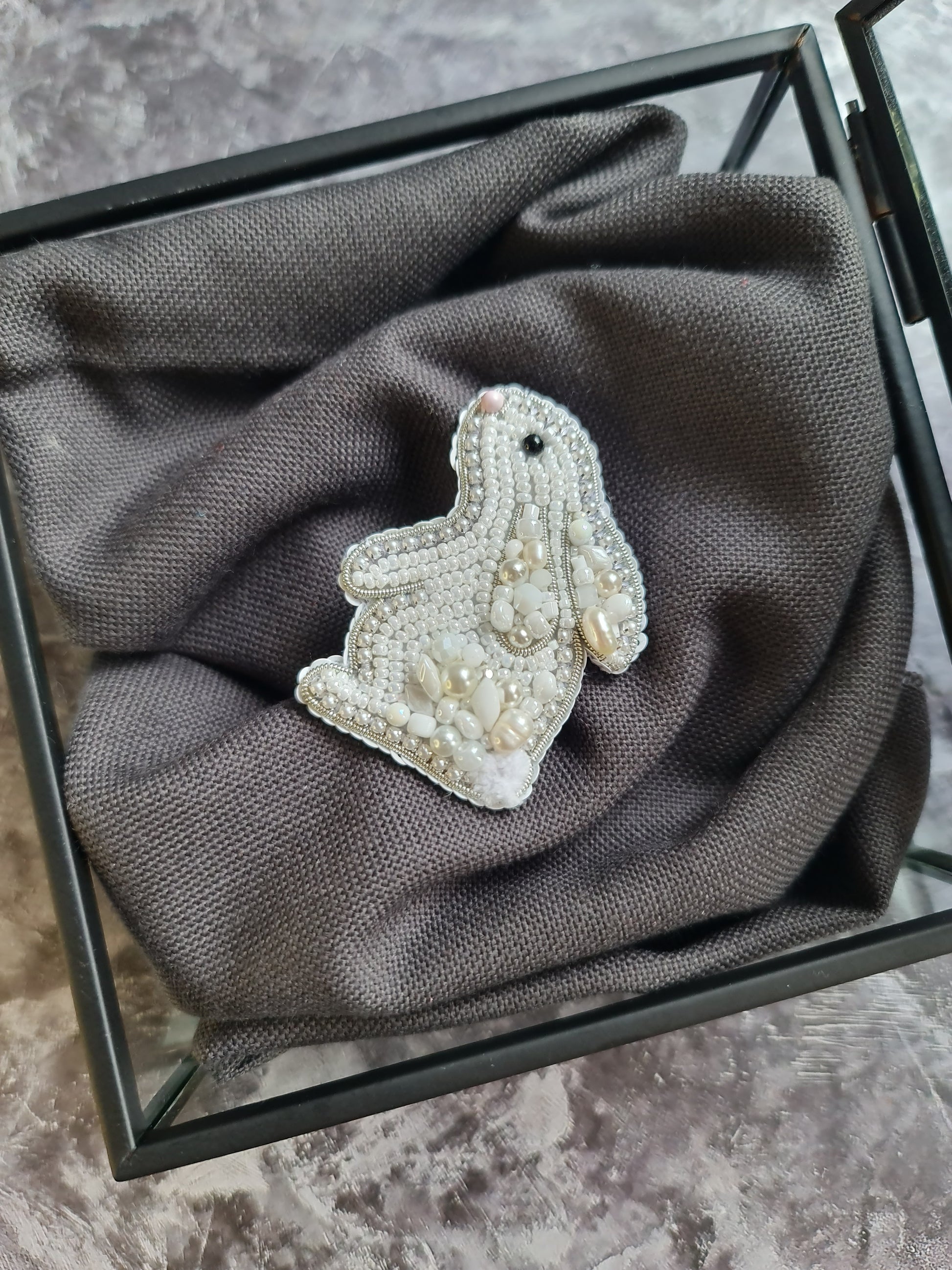 Mini Bunny Beaded Brooch