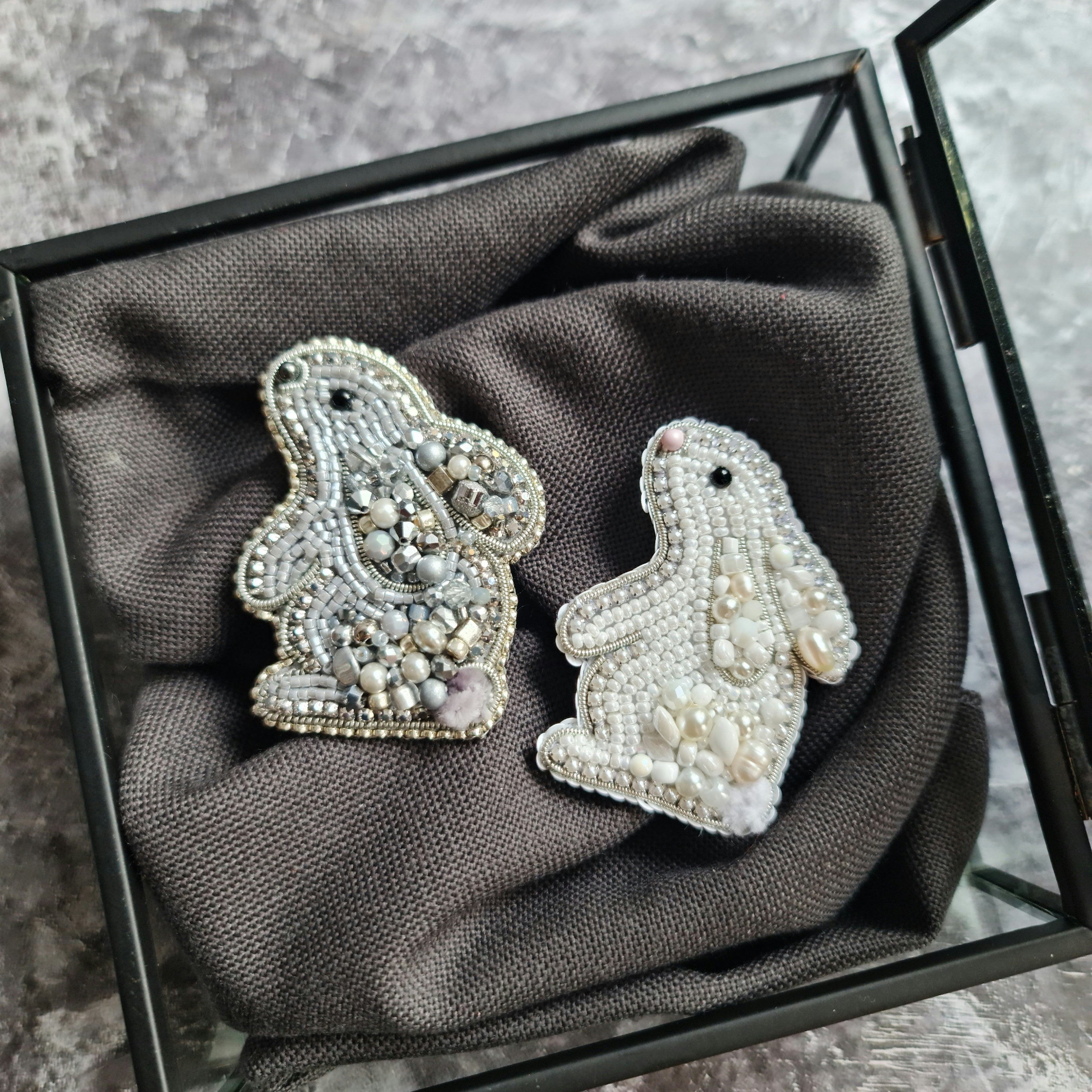 Mini Bunny Beaded Brooch
