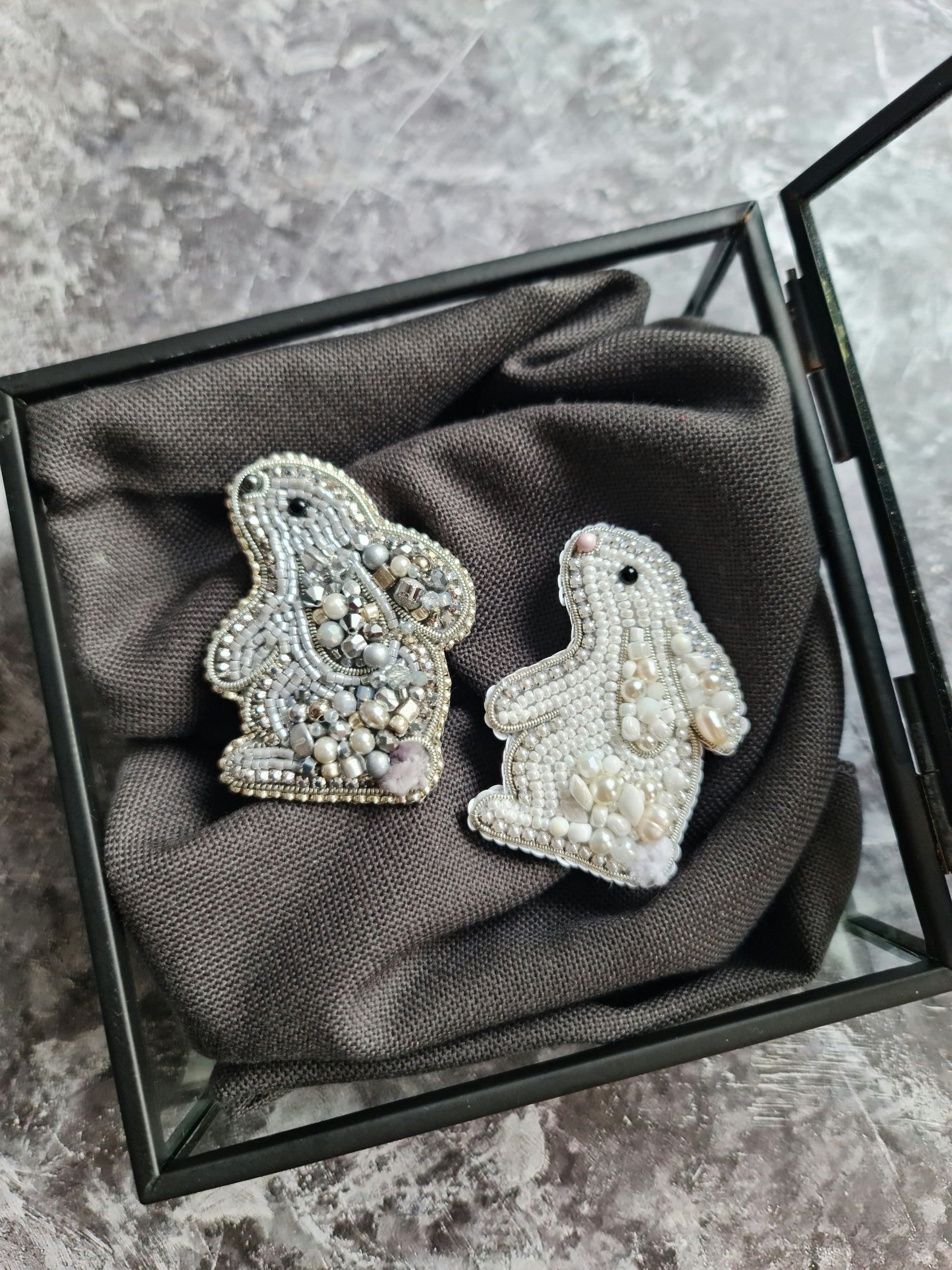 Mini Bunny Beaded Brooch