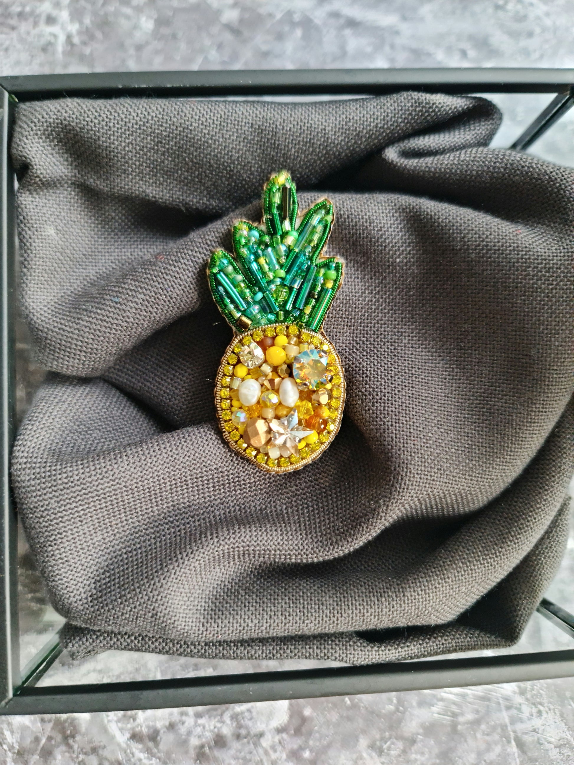 Pineapple Beaded Brooch