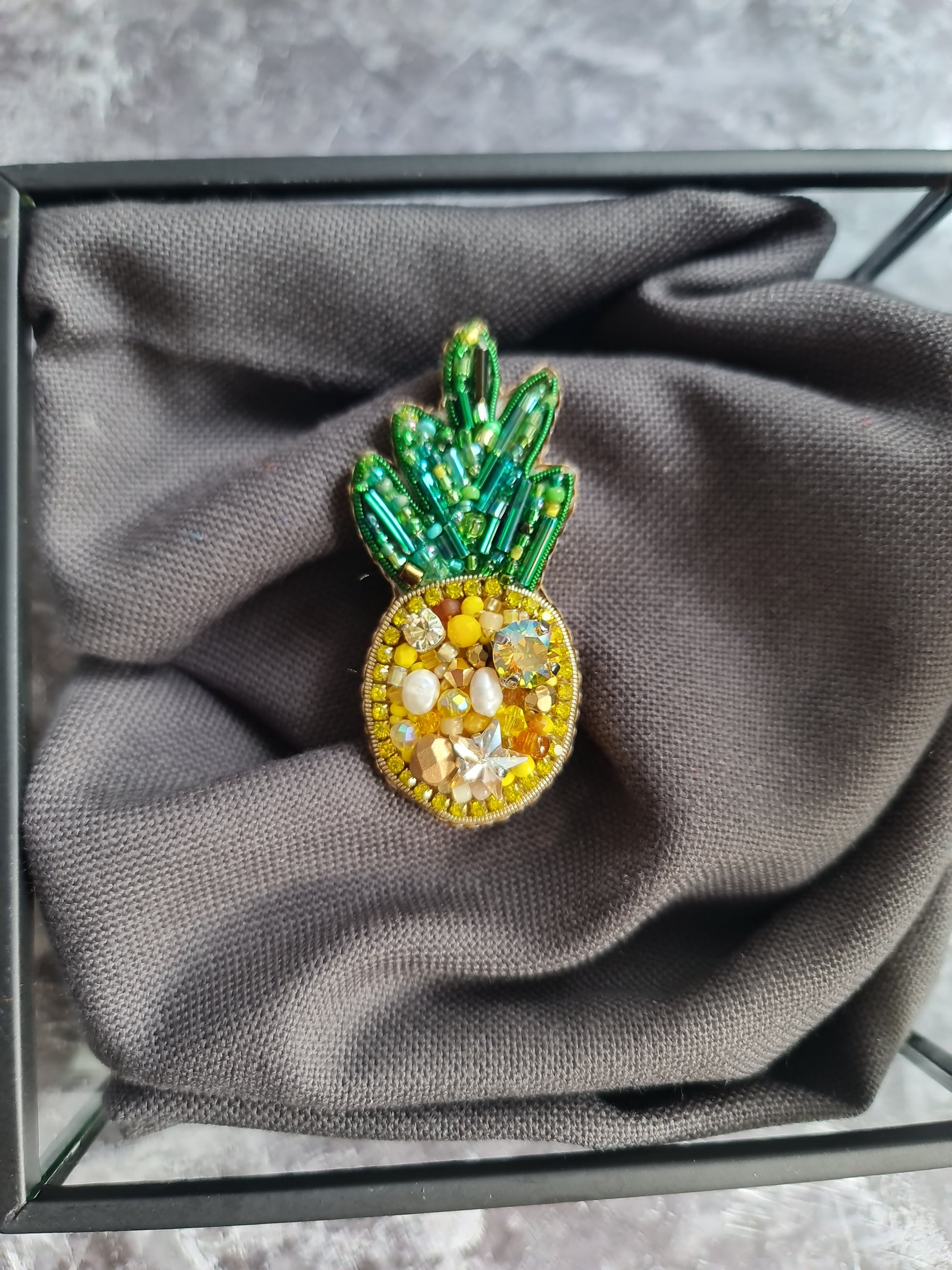 Pineapple Beaded Brooch