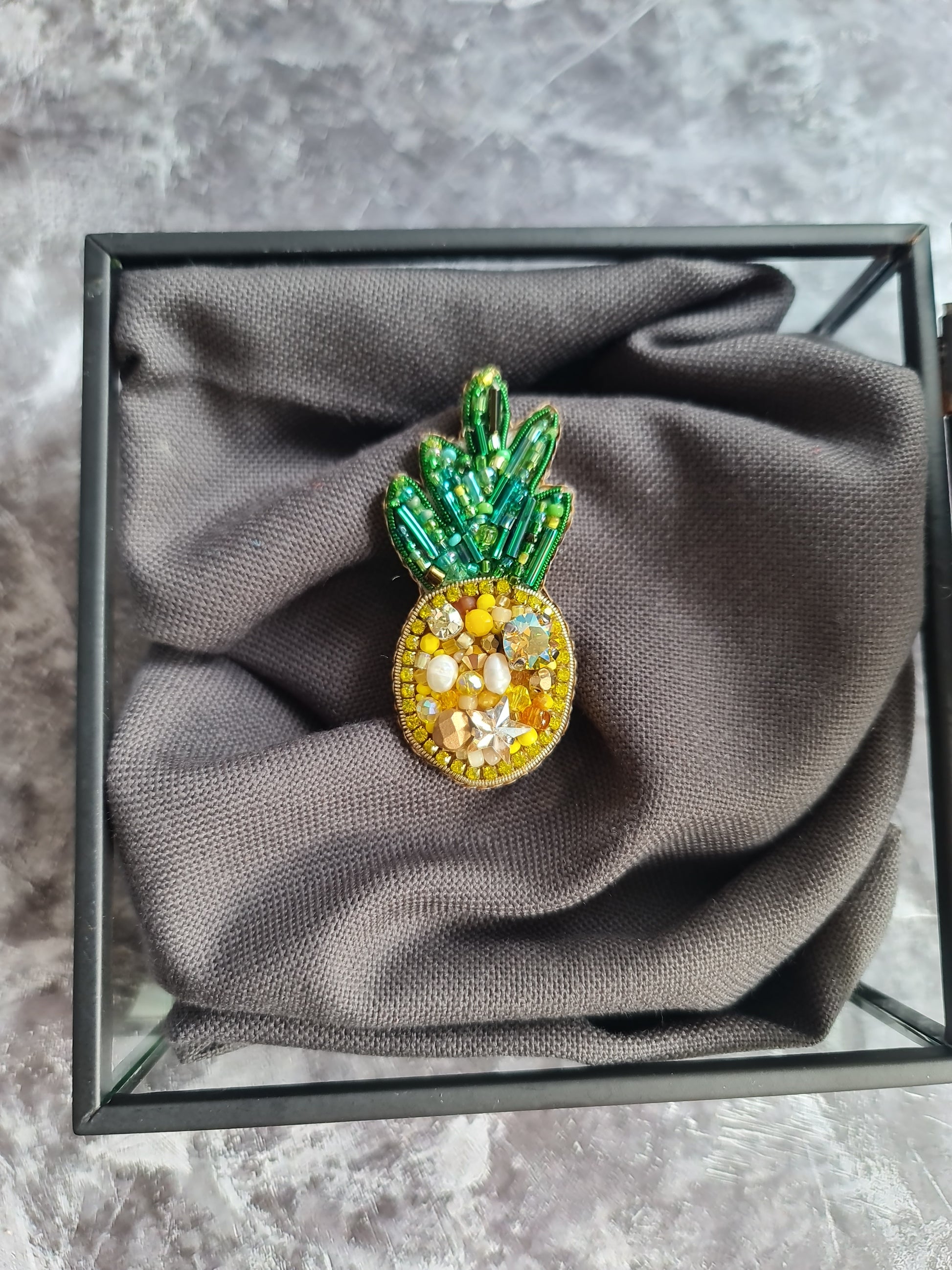 Pineapple Beaded Brooch