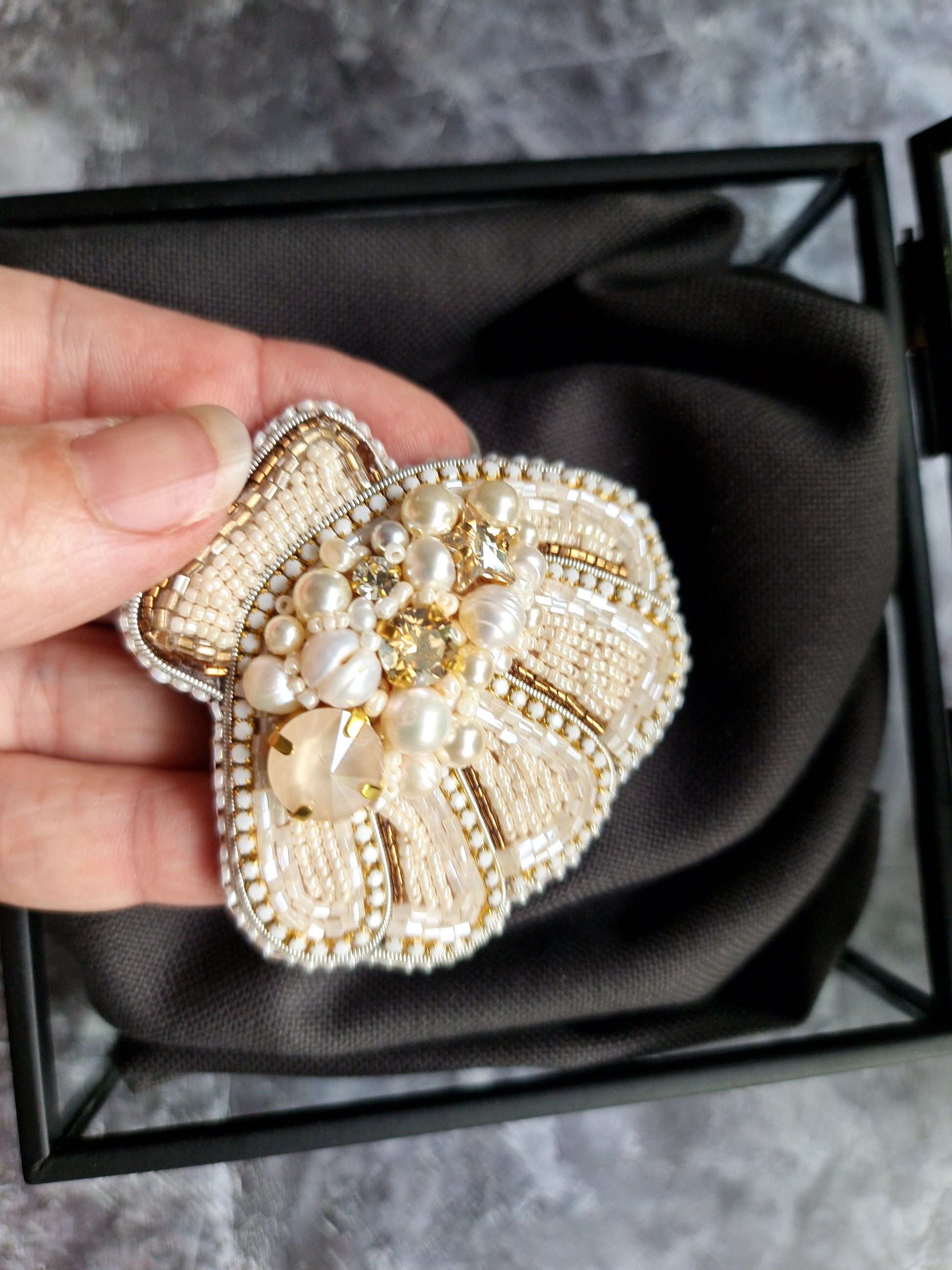 Pearl Shell Beaded Brooch
