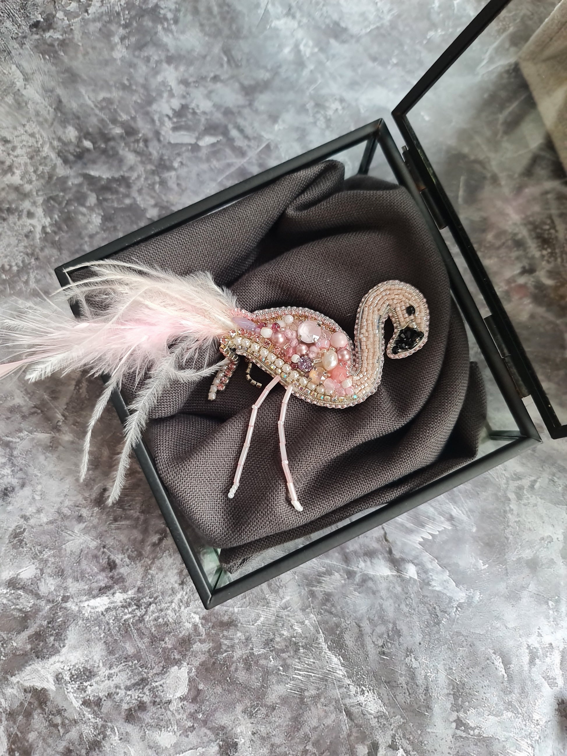 Flamingo Beaded Brooch