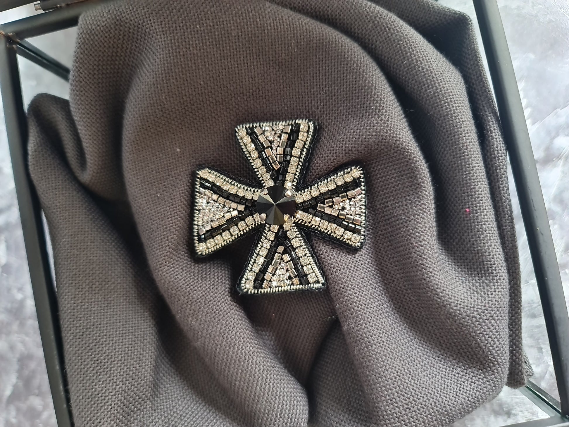 Cross Beaded Brooch