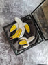 Mini banana beaded brooch hand embroidered with yellow and white beads