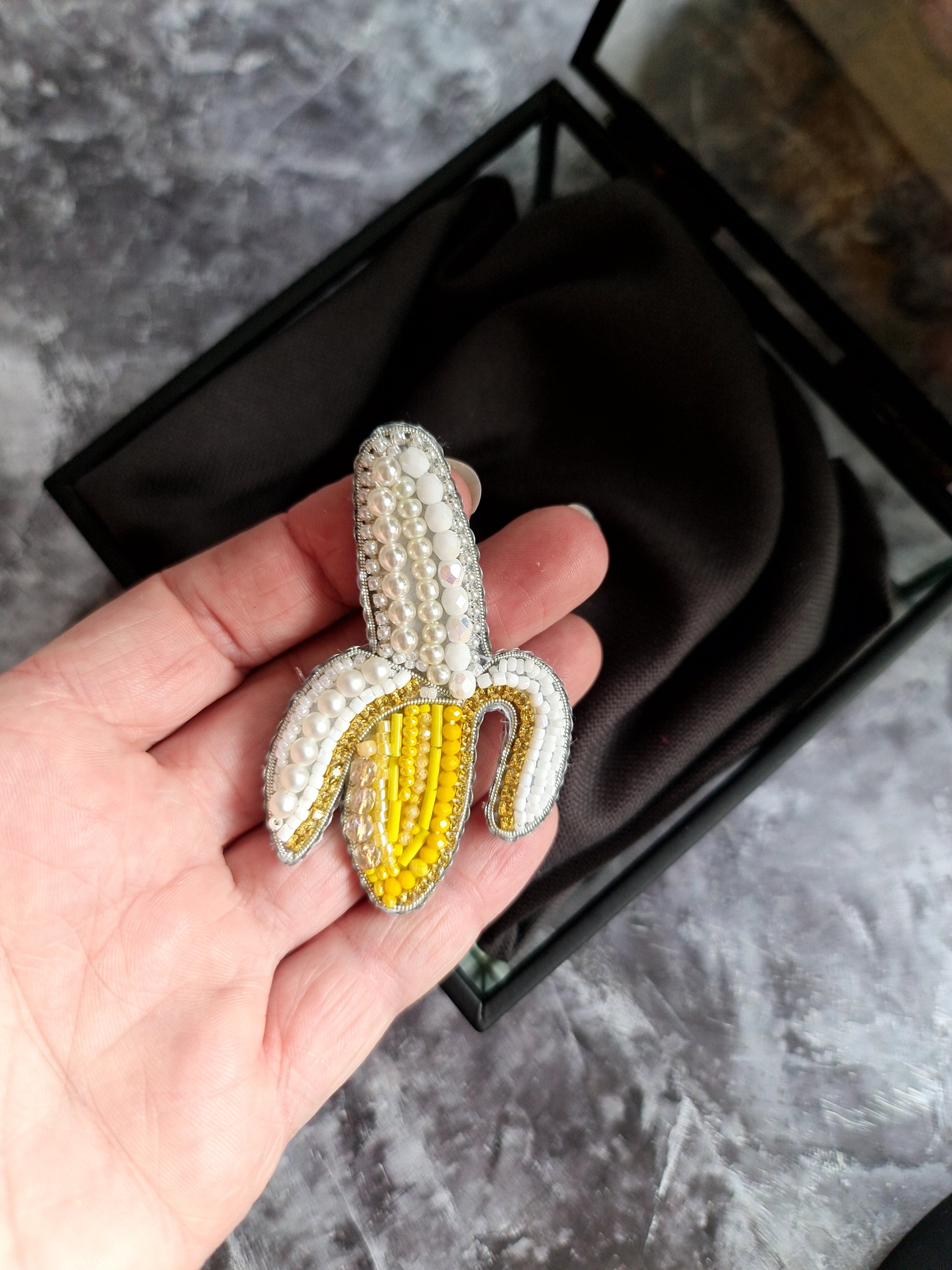 Banana Beaded Brooch