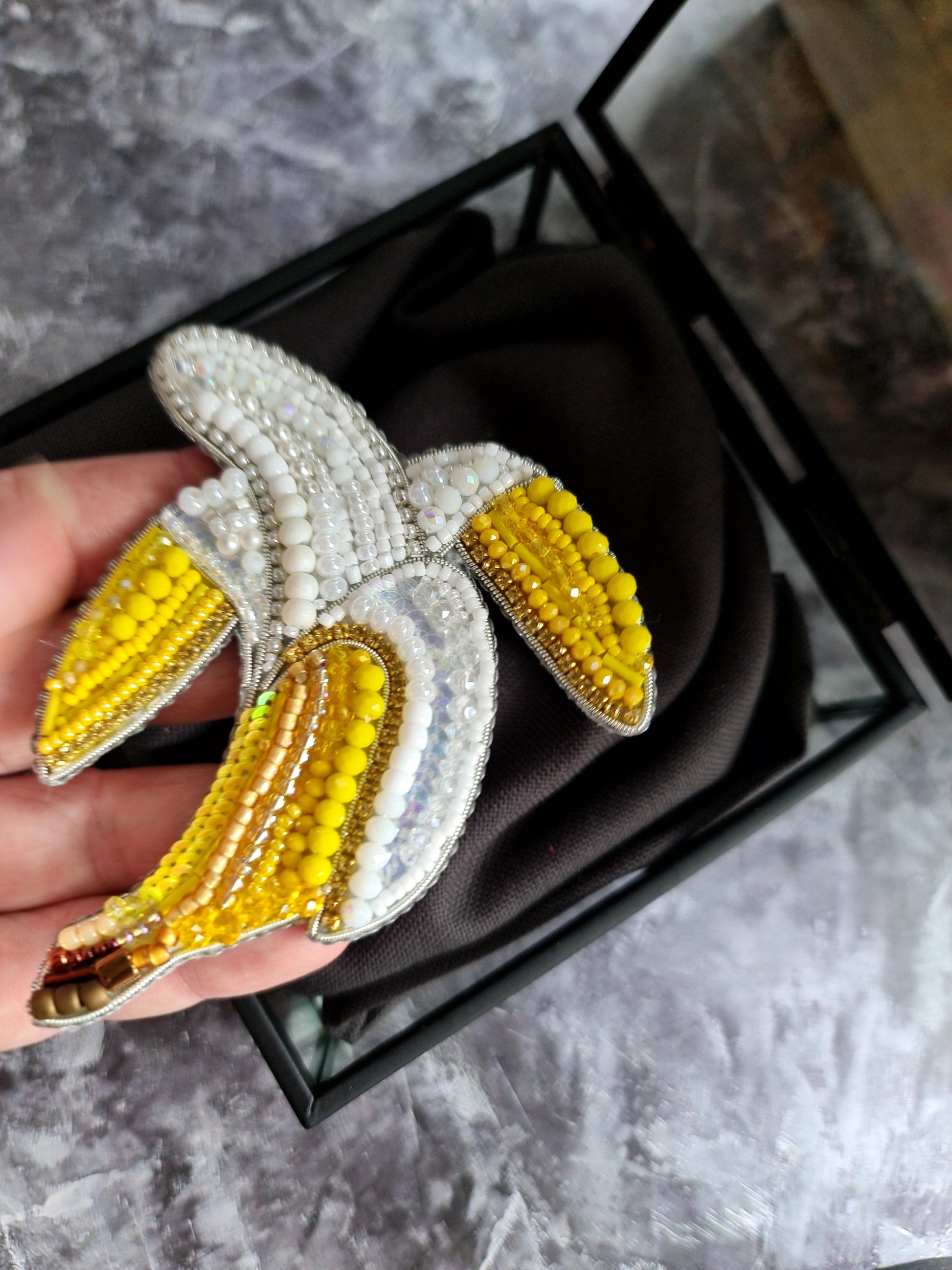 Banana Beaded Brooch