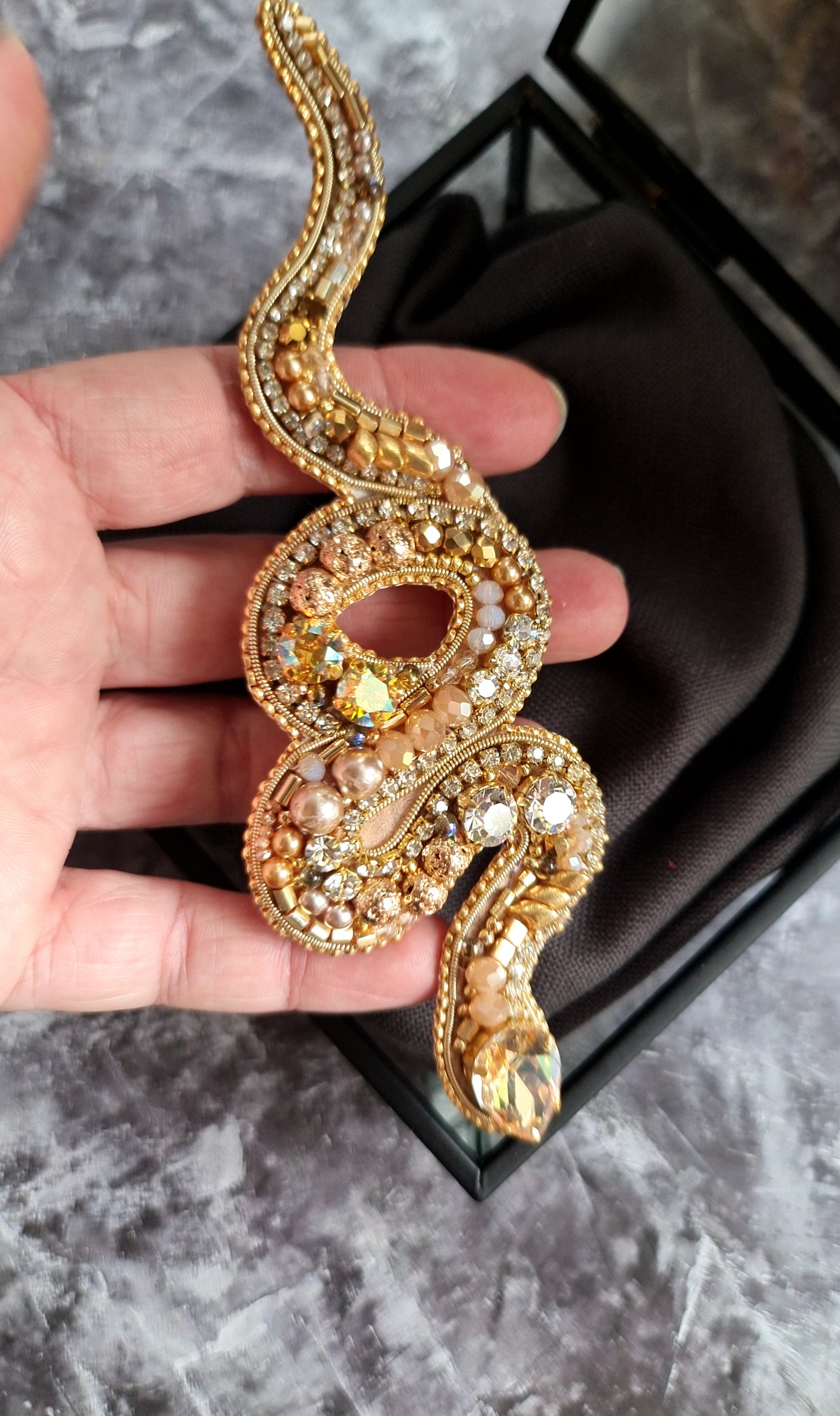 Snake Beaded Brooch