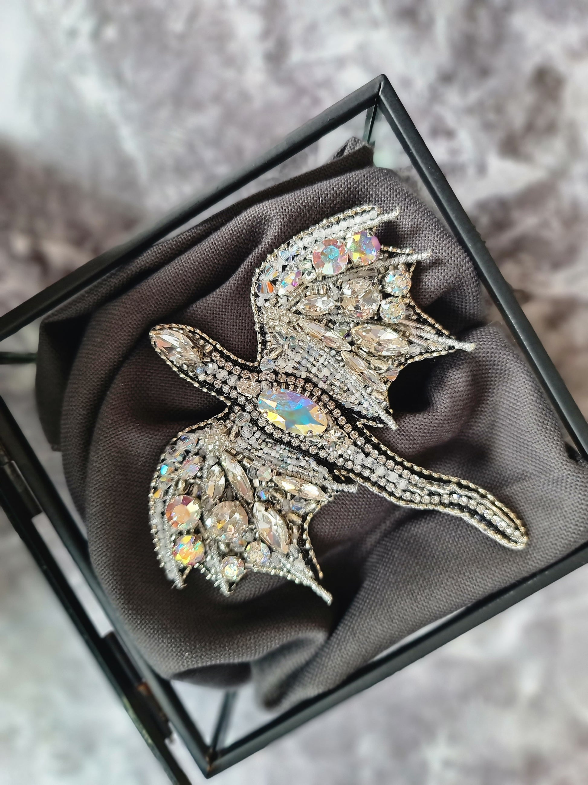 Crystal Dragon Beaded Brooch