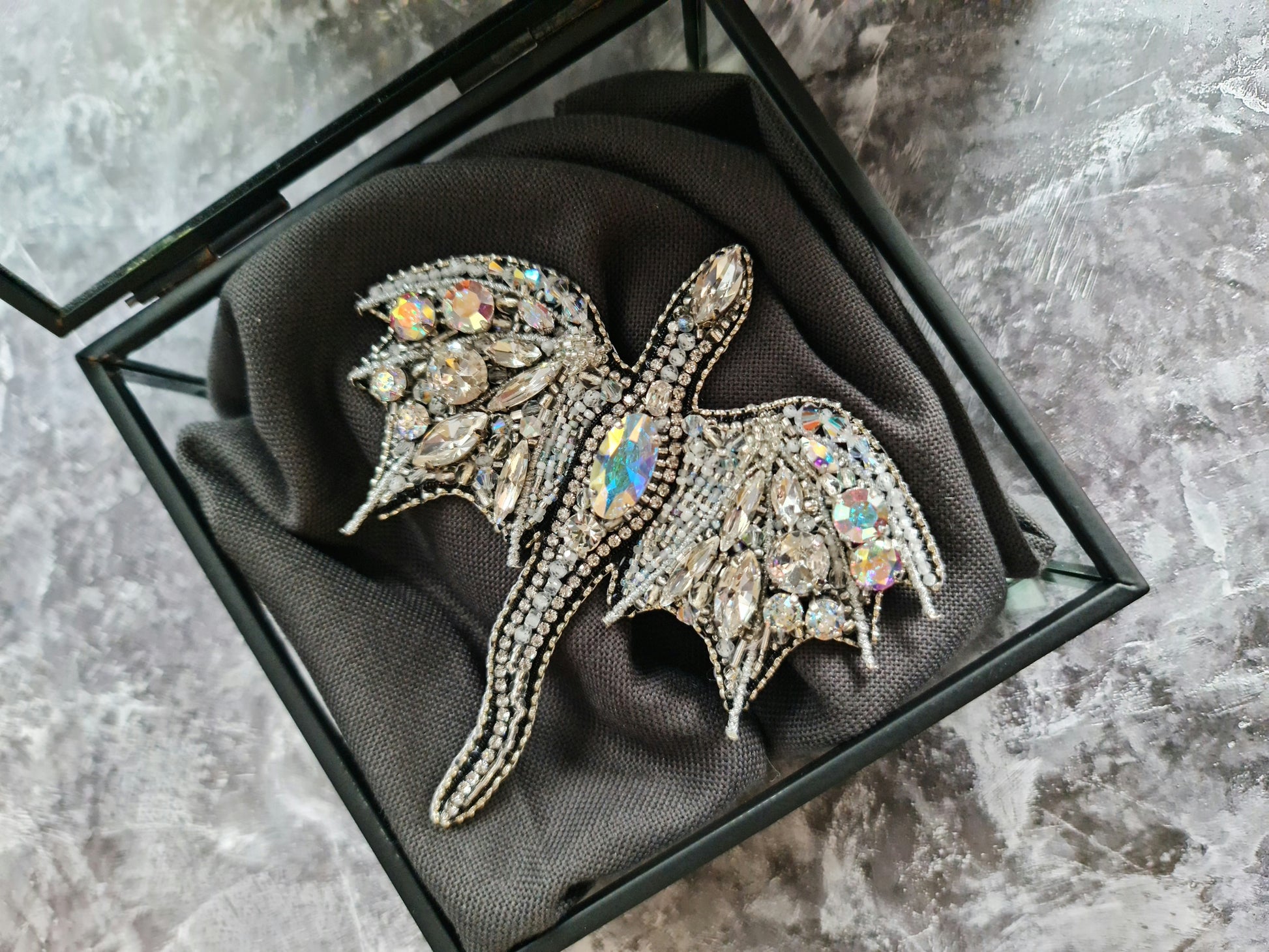 Crystal Dragon Beaded Brooch