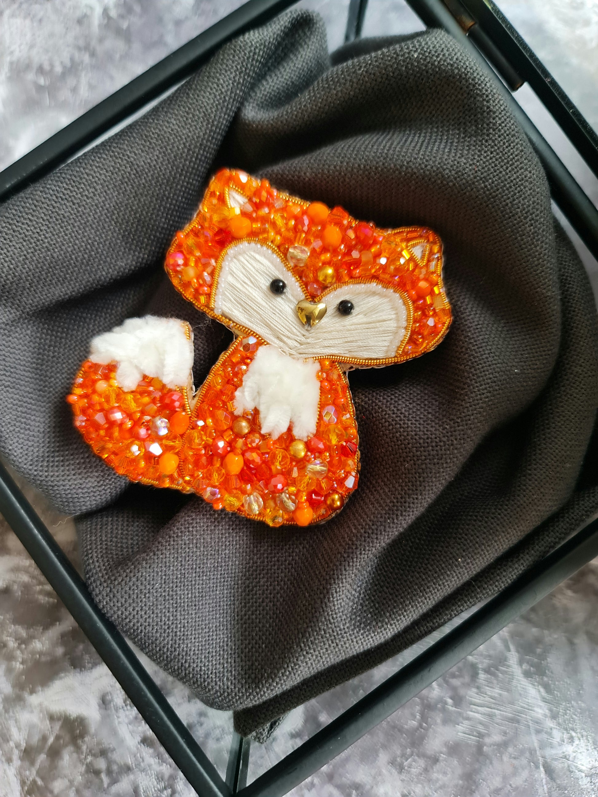Fox Beaded Brooch