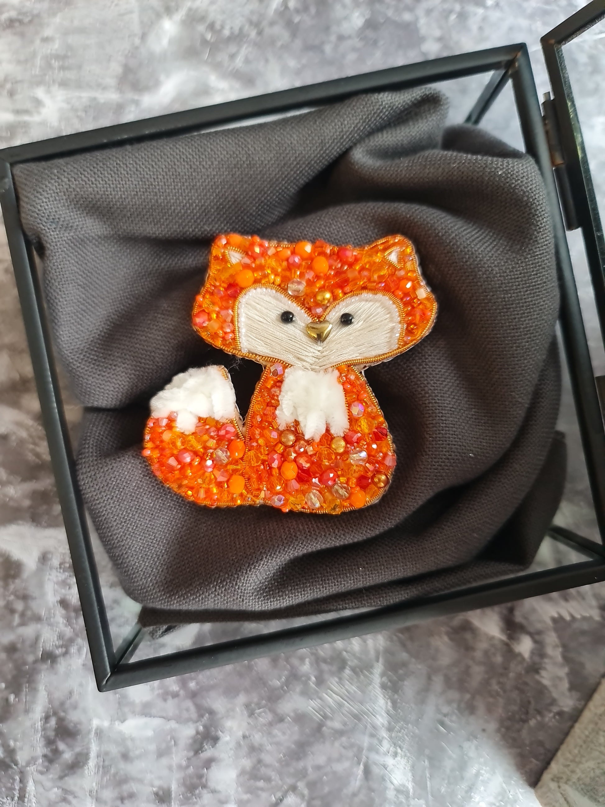 Fox Beaded Brooch
