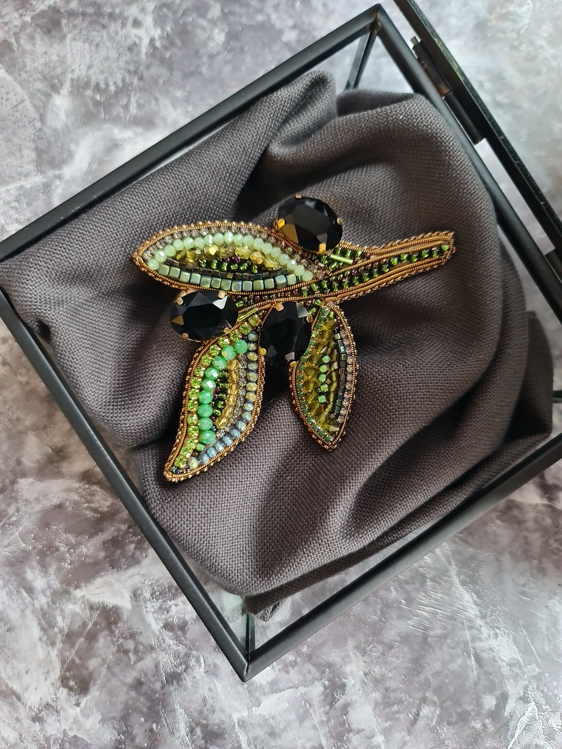 Olive Branch Beaded Brooch
