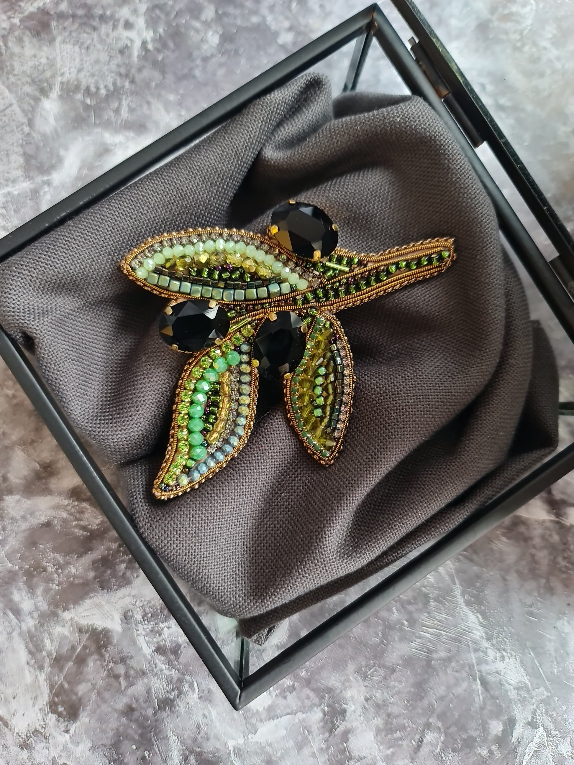 Olive Branch Beaded Brooch