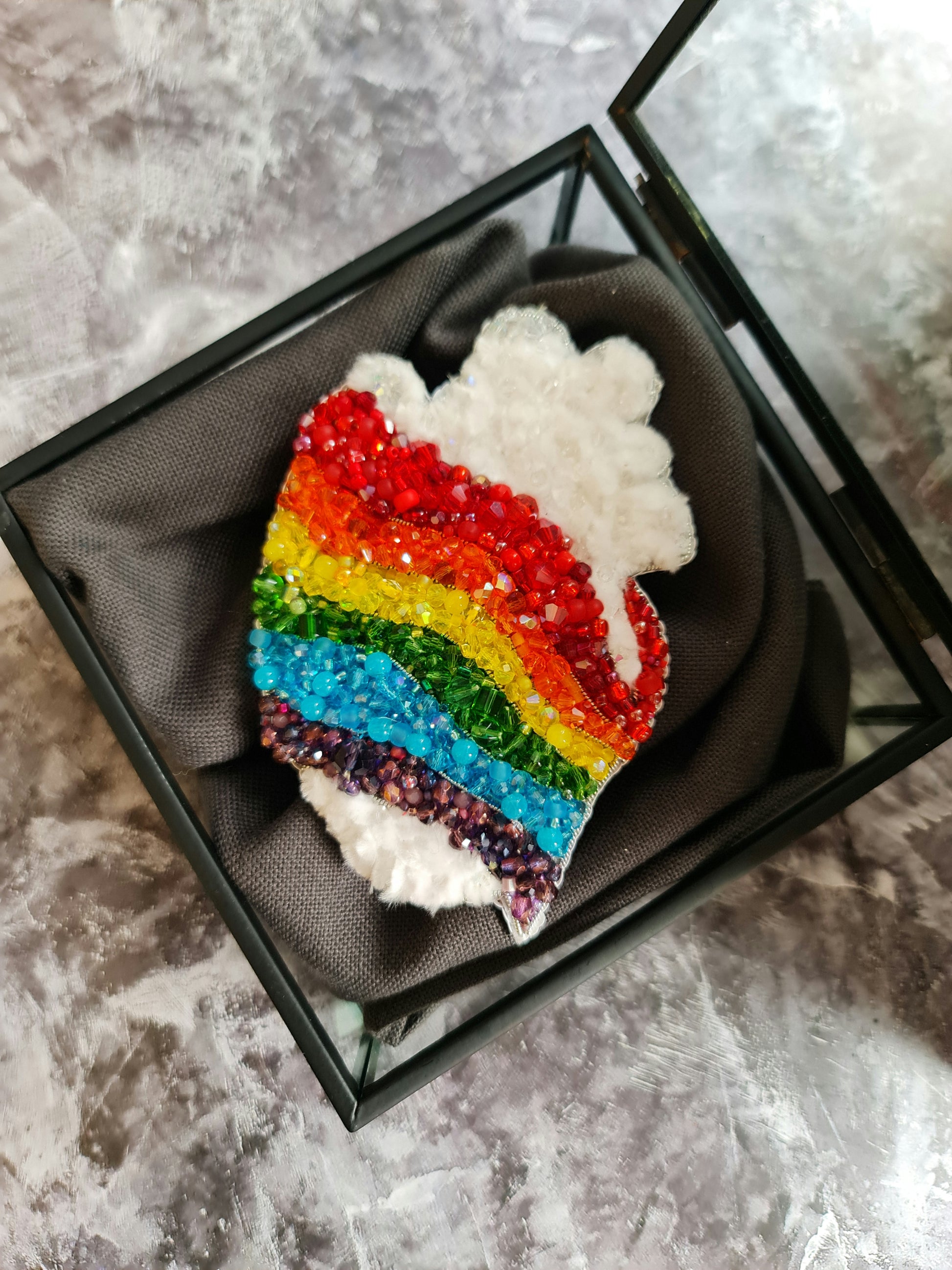 Pride Anatomical Heart Beaded Brooch