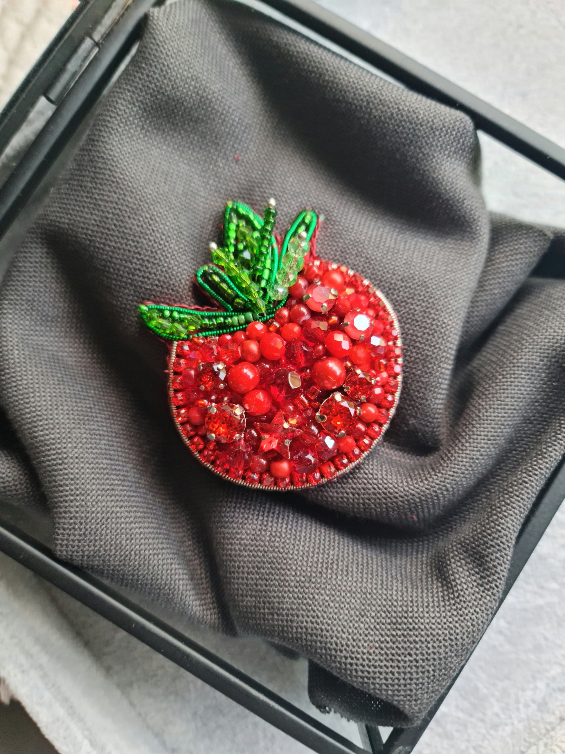 Tomato Beaded Brooch
