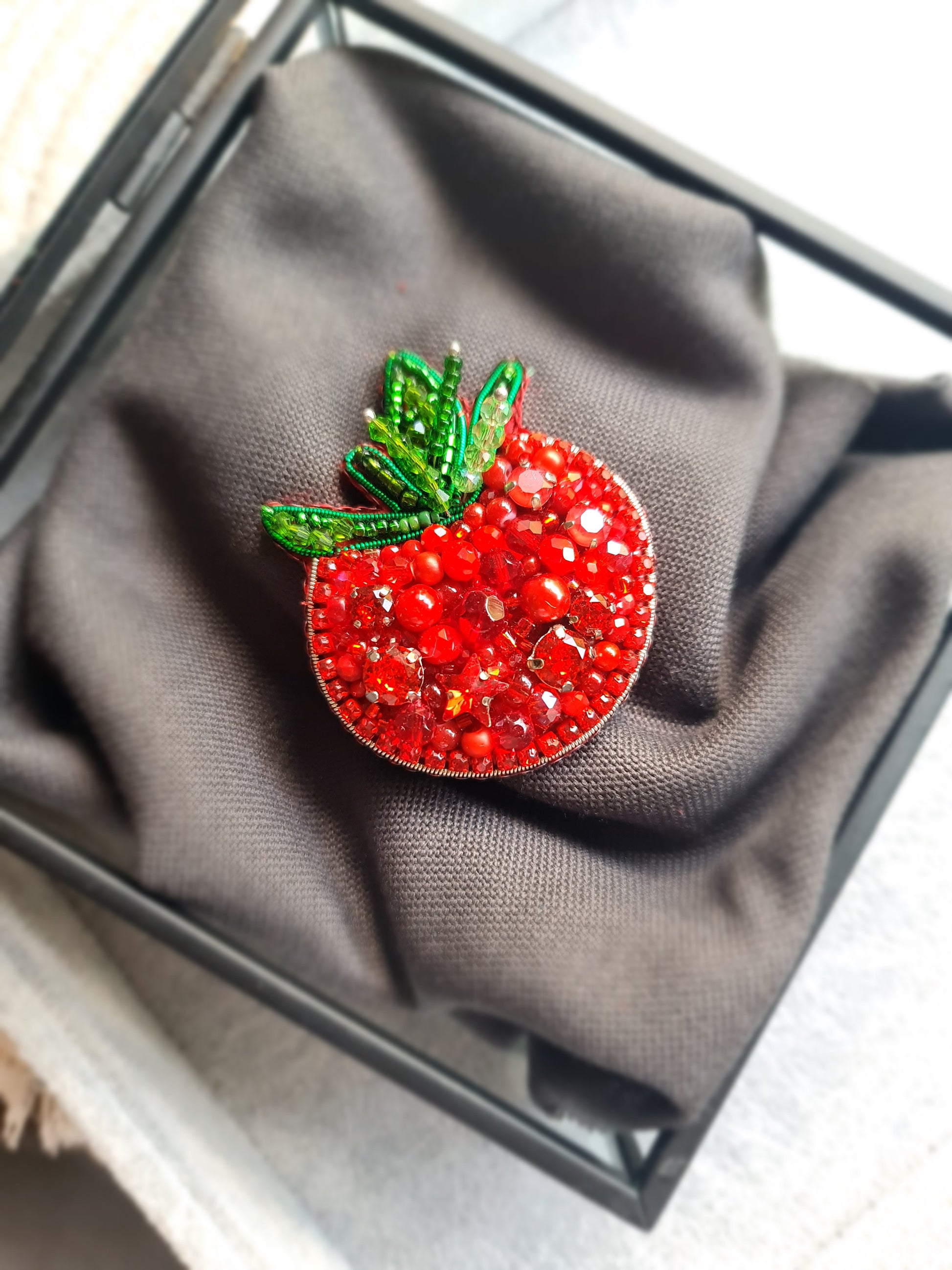 Tomato Beaded Brooch