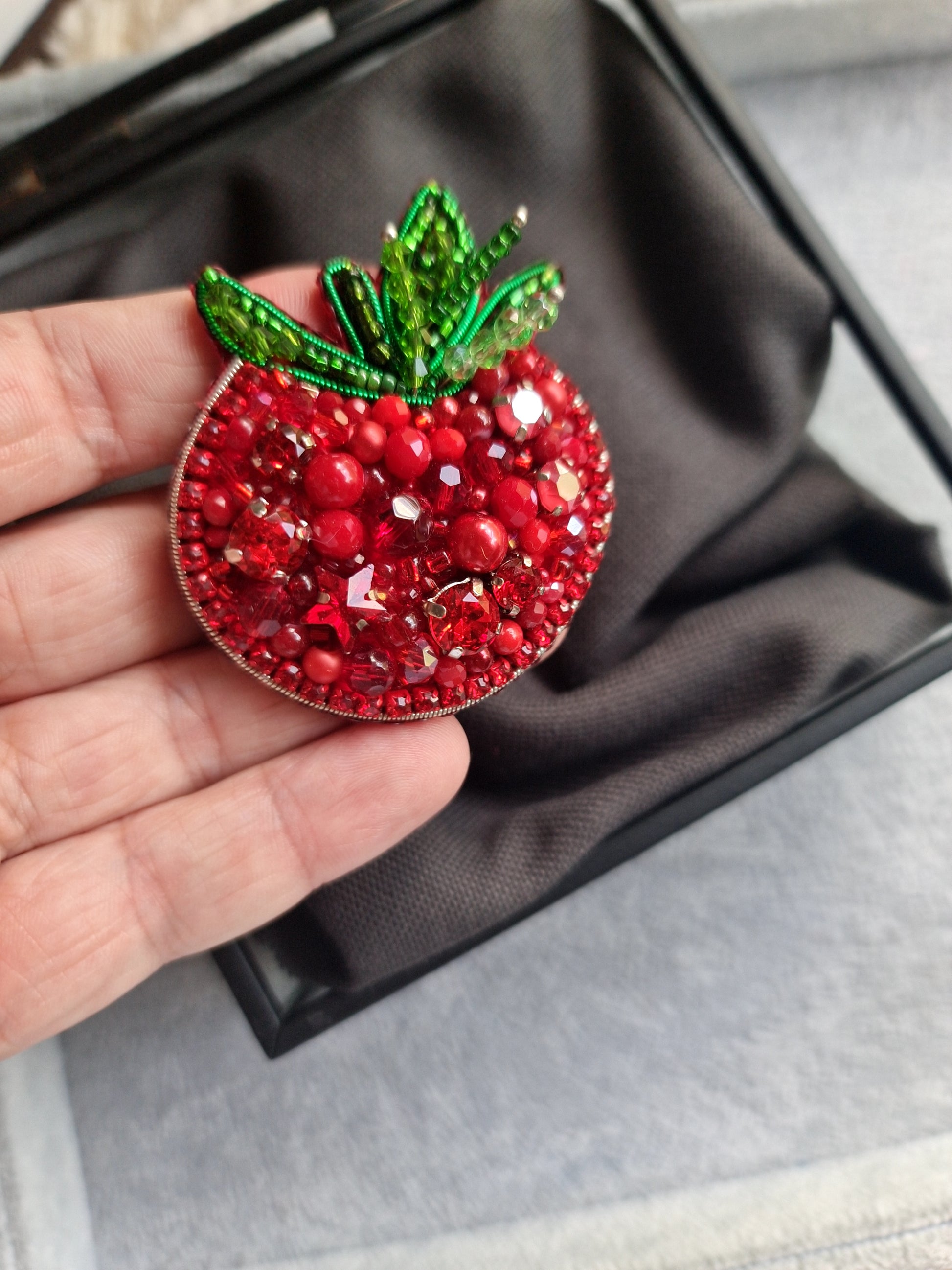 Tomato Beaded Brooch