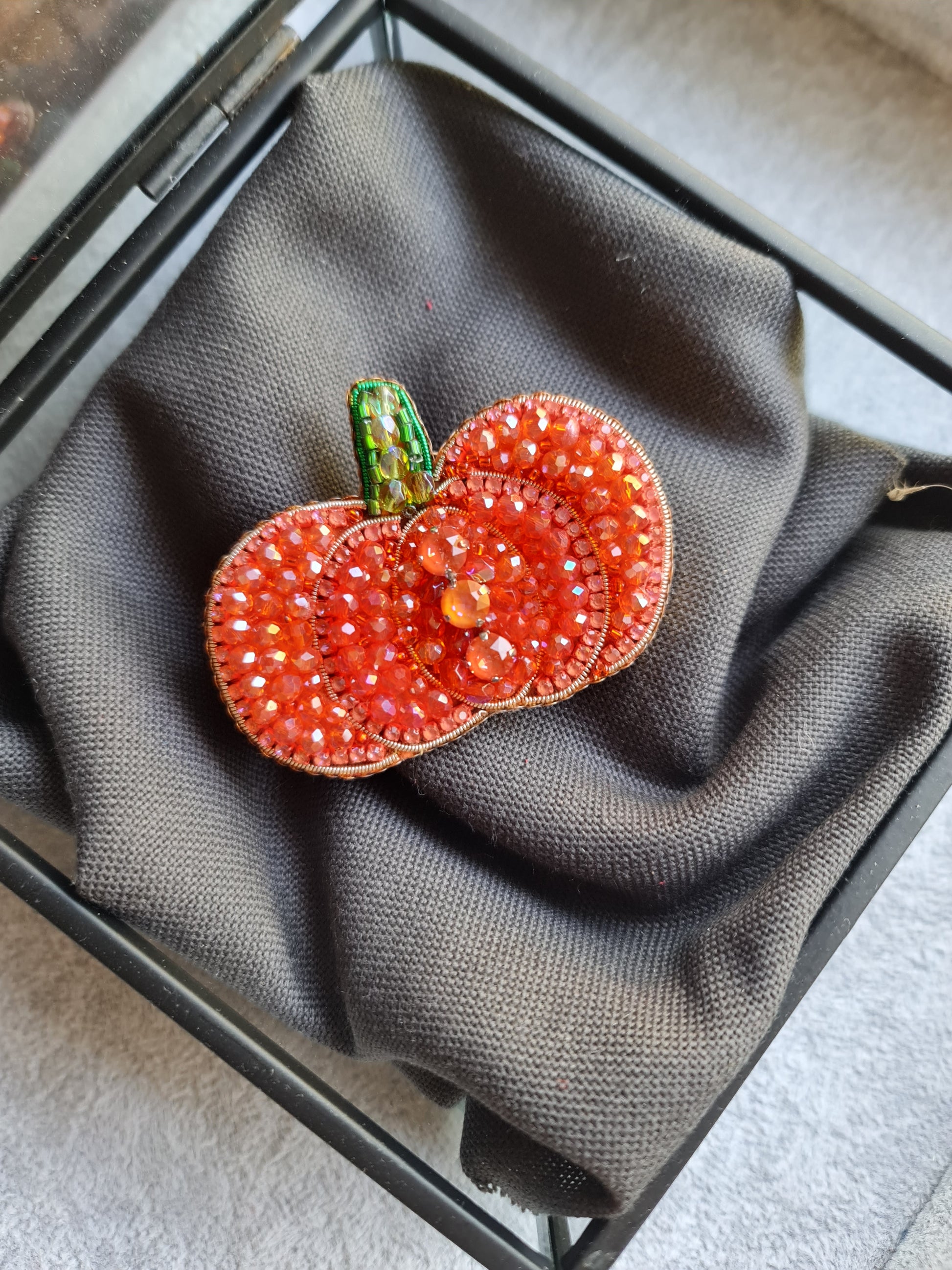 Pumpkin Beaded Brooch