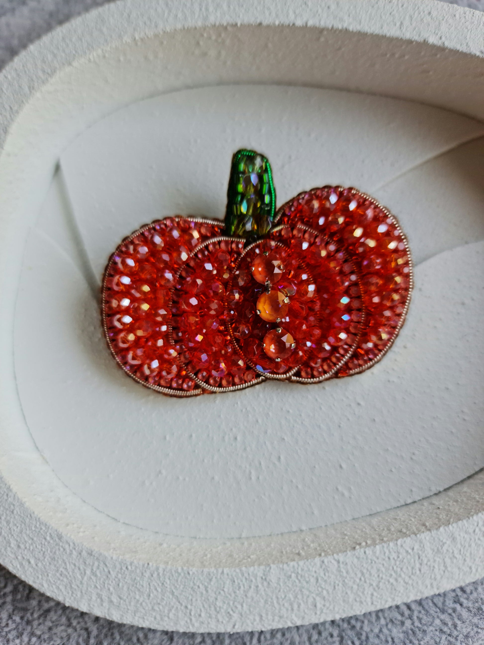 Pumpkin Beaded Brooch