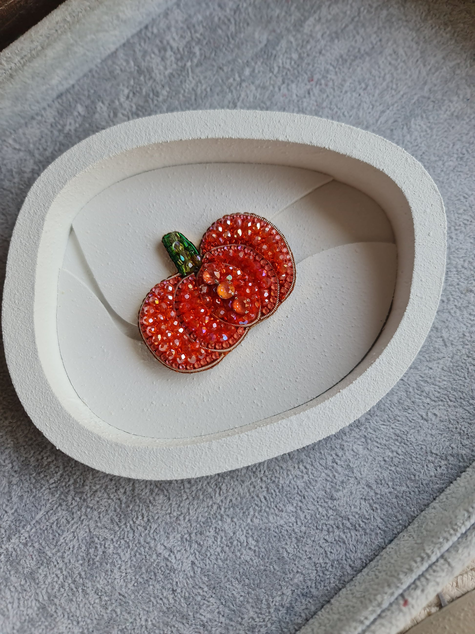 Pumpkin Beaded Brooch
