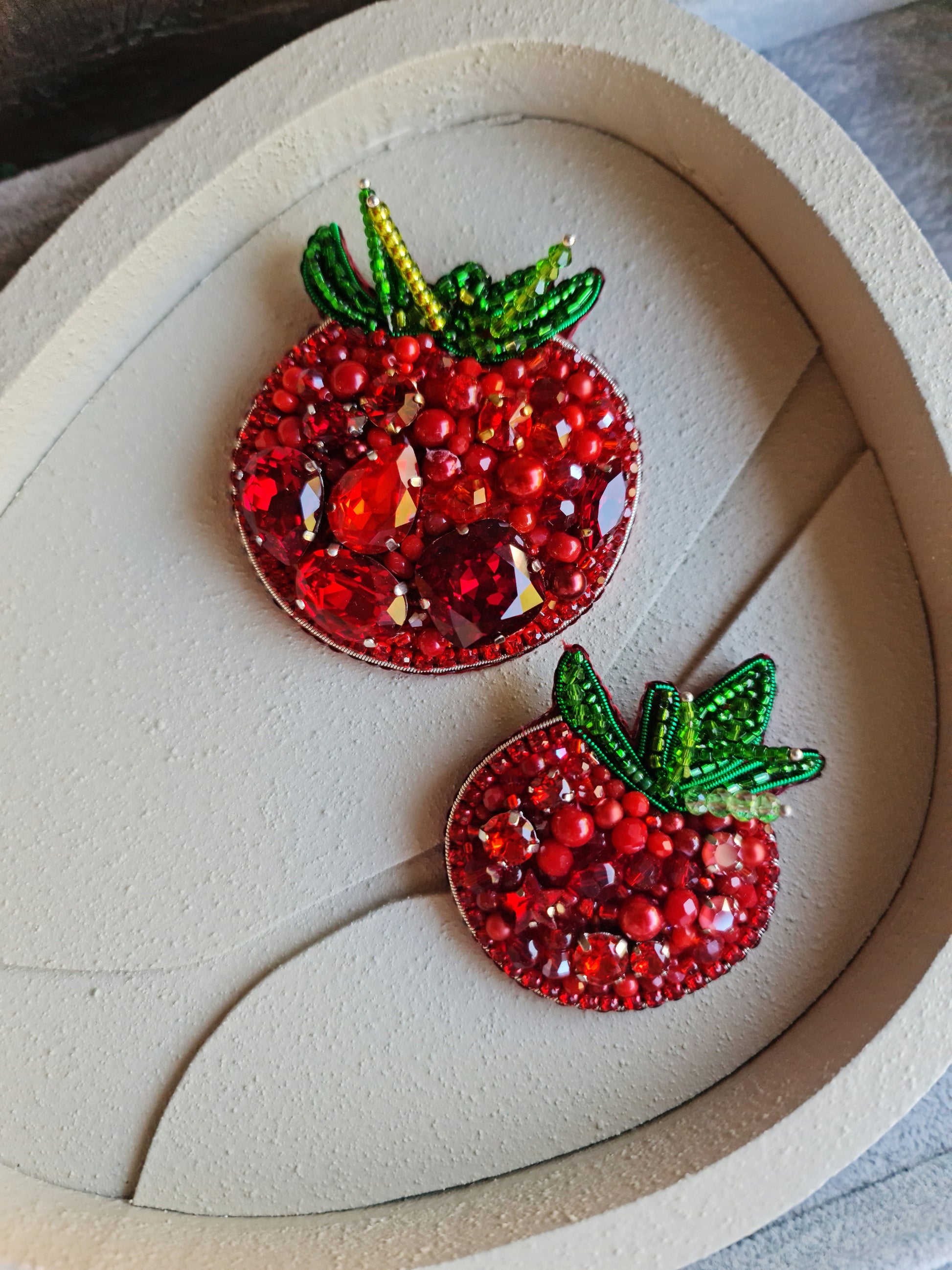 Tomato Beaded Brooch