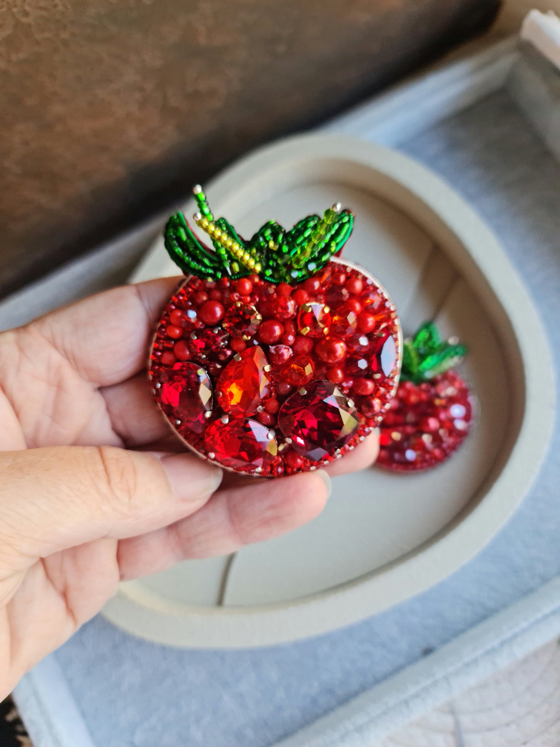 Tomato Beaded Brooch
