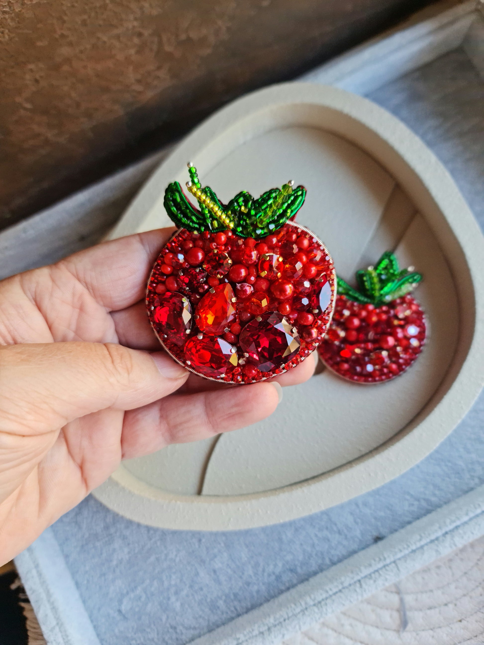 Tomato Beaded Brooch