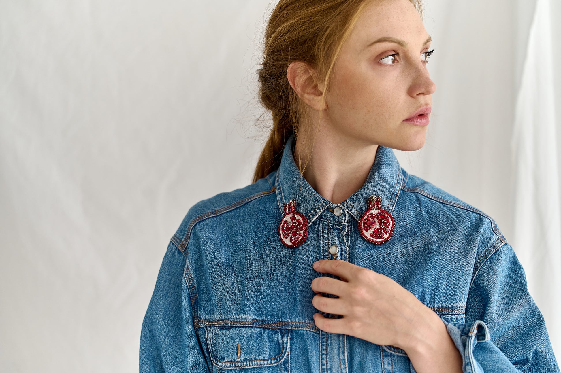 Pomegranate Beaded Brooch