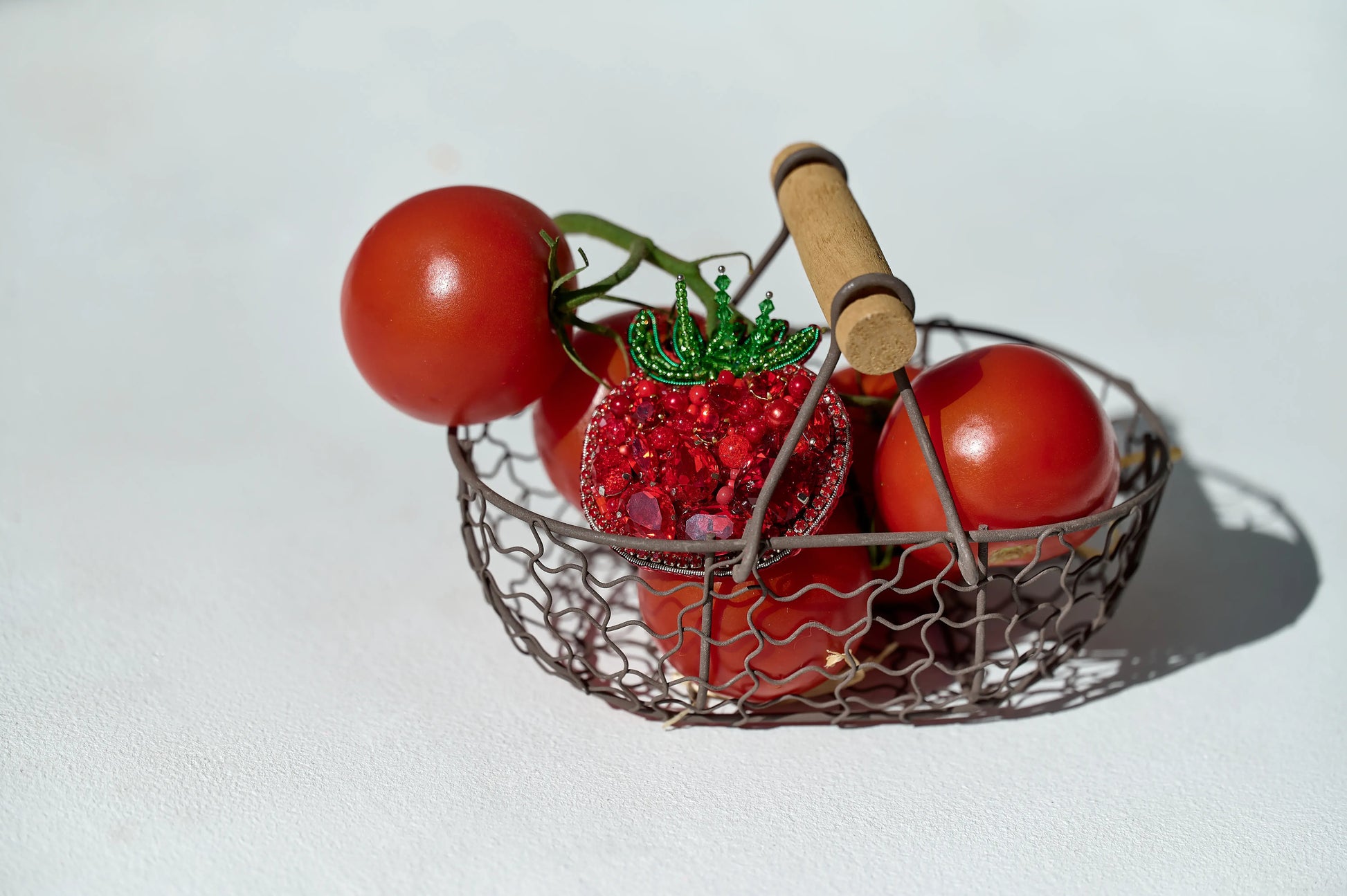 Tomato Beaded Brooch