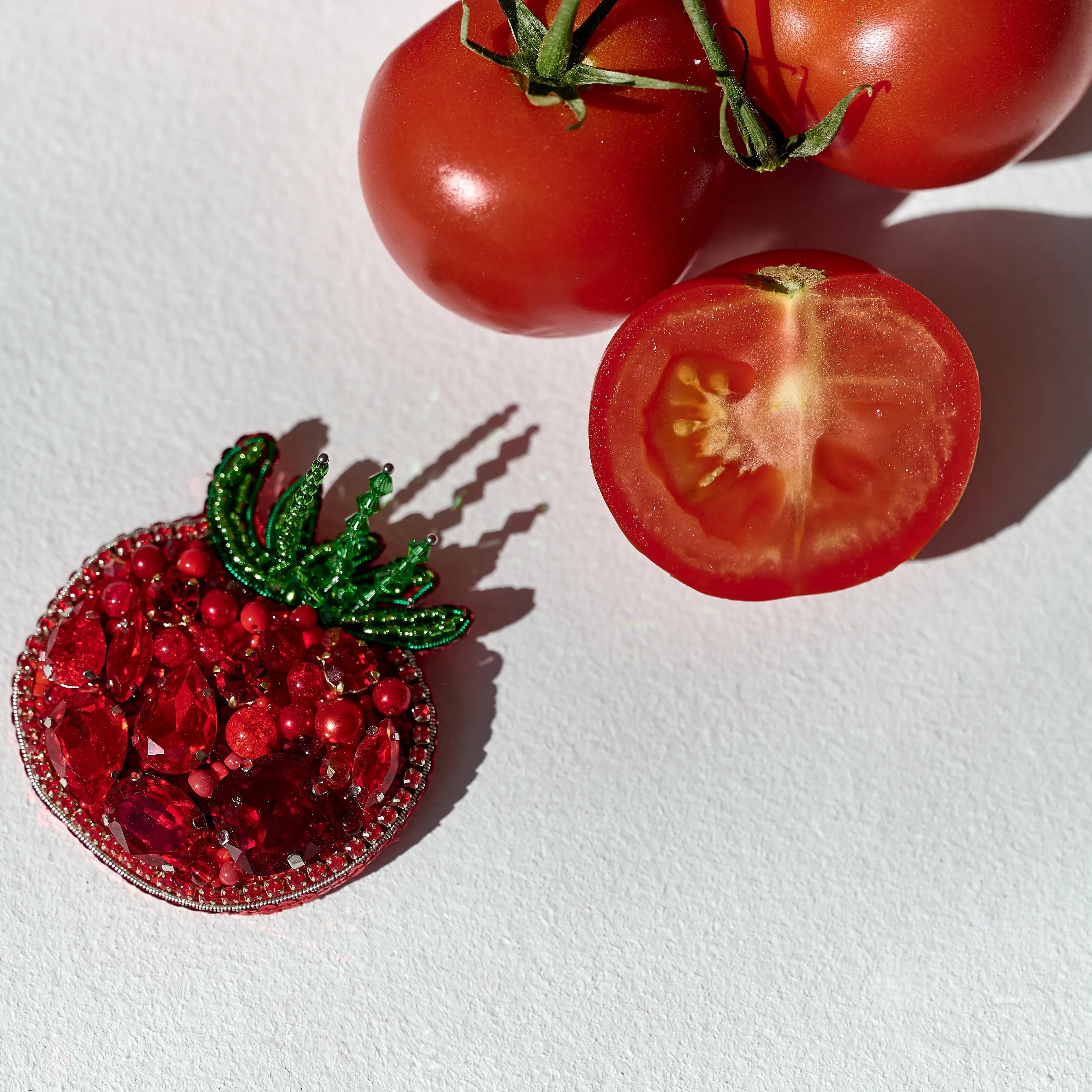 Tomato Beaded Brooch