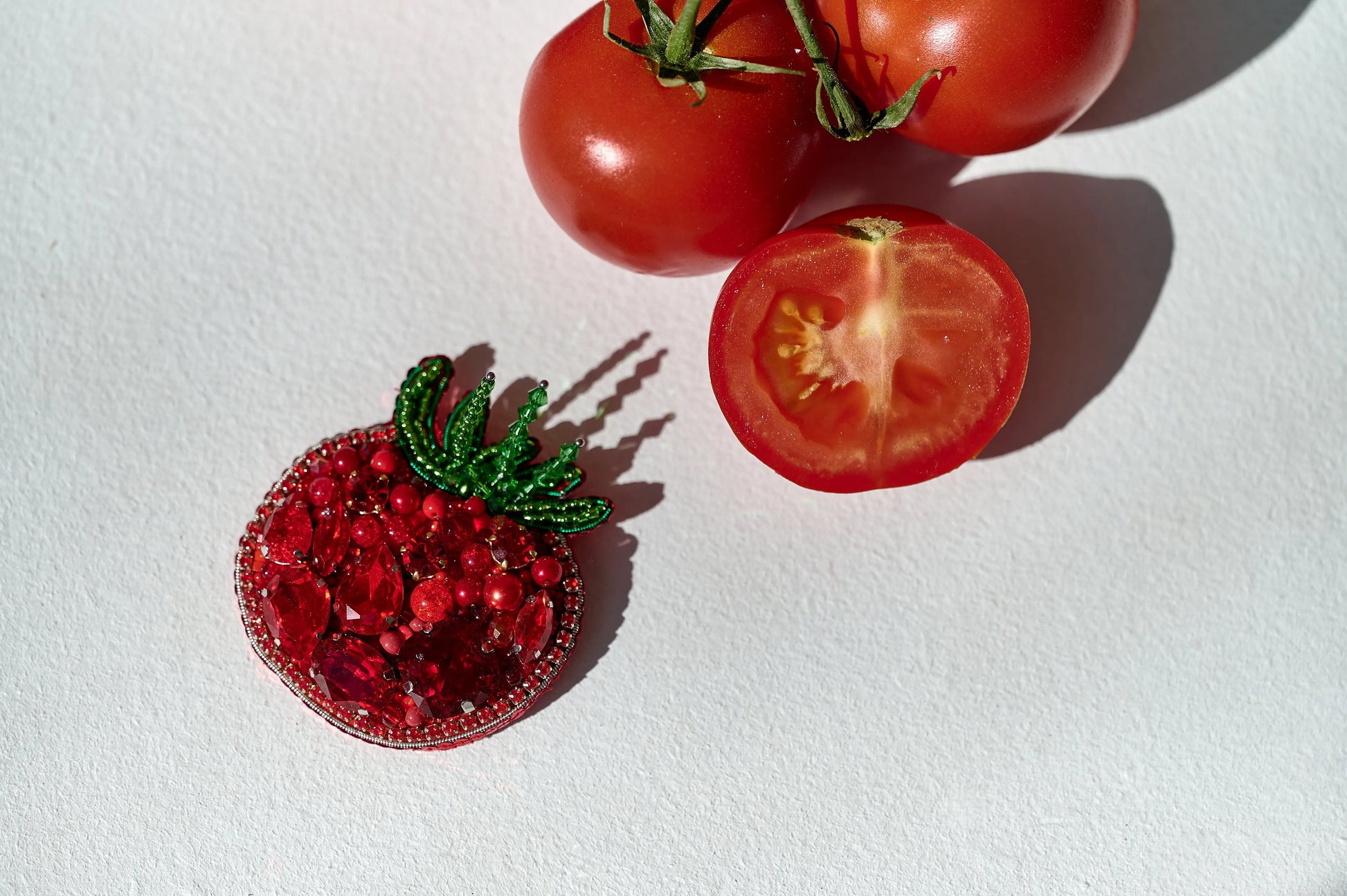 Tomato Beaded Brooch