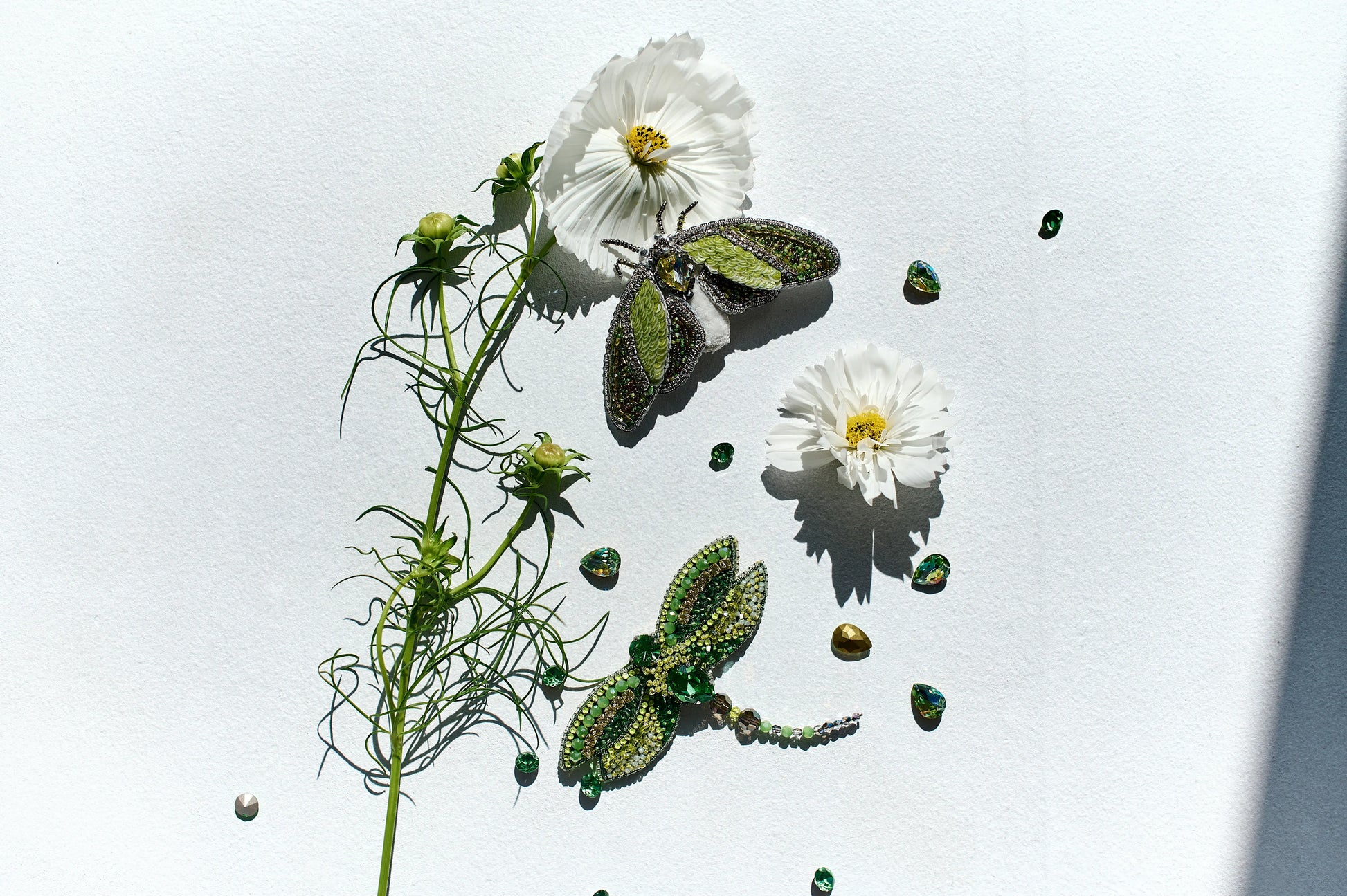 Mystic Green Moth Beaded Brooch