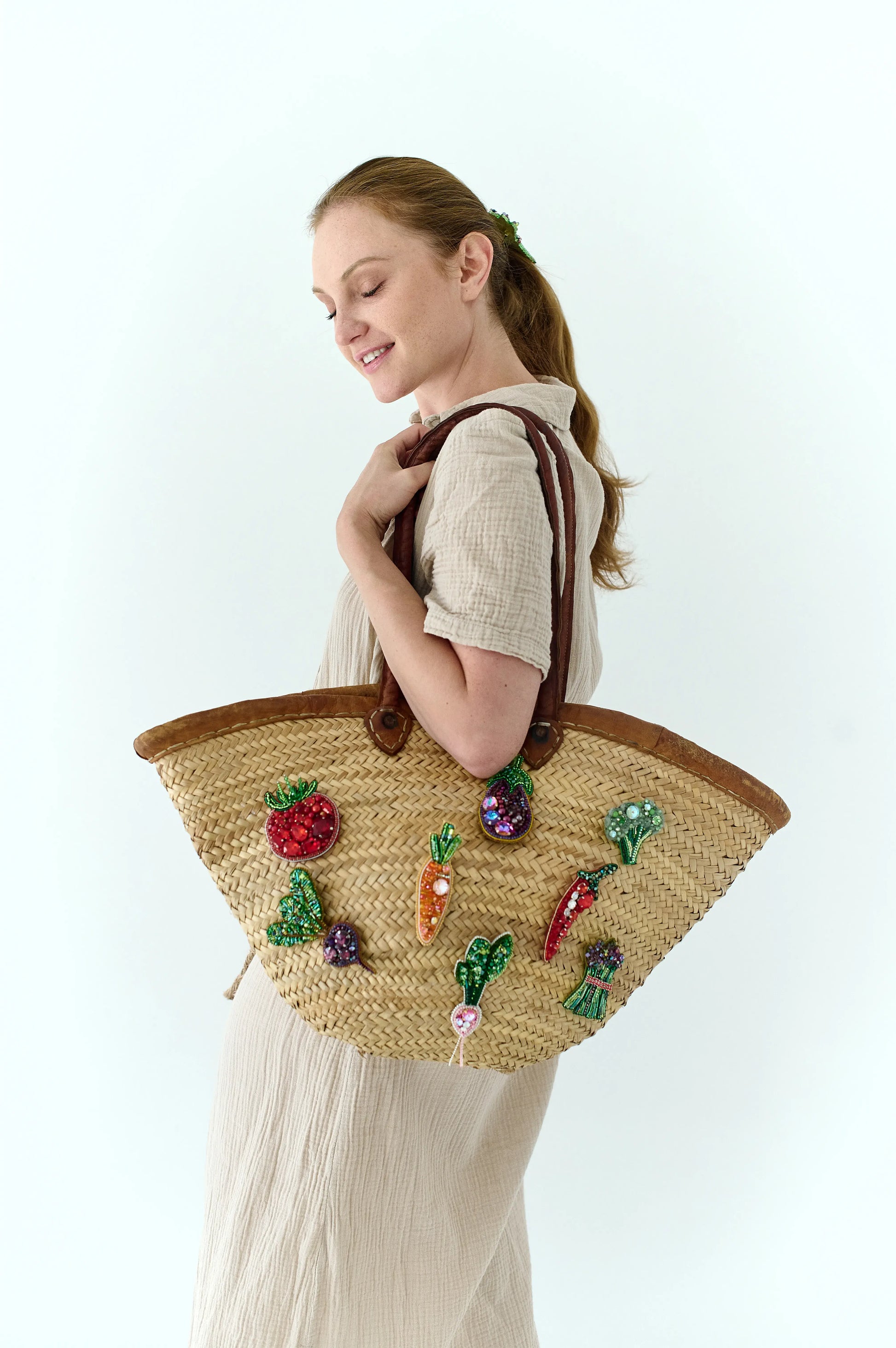 Tomato Beaded Brooch