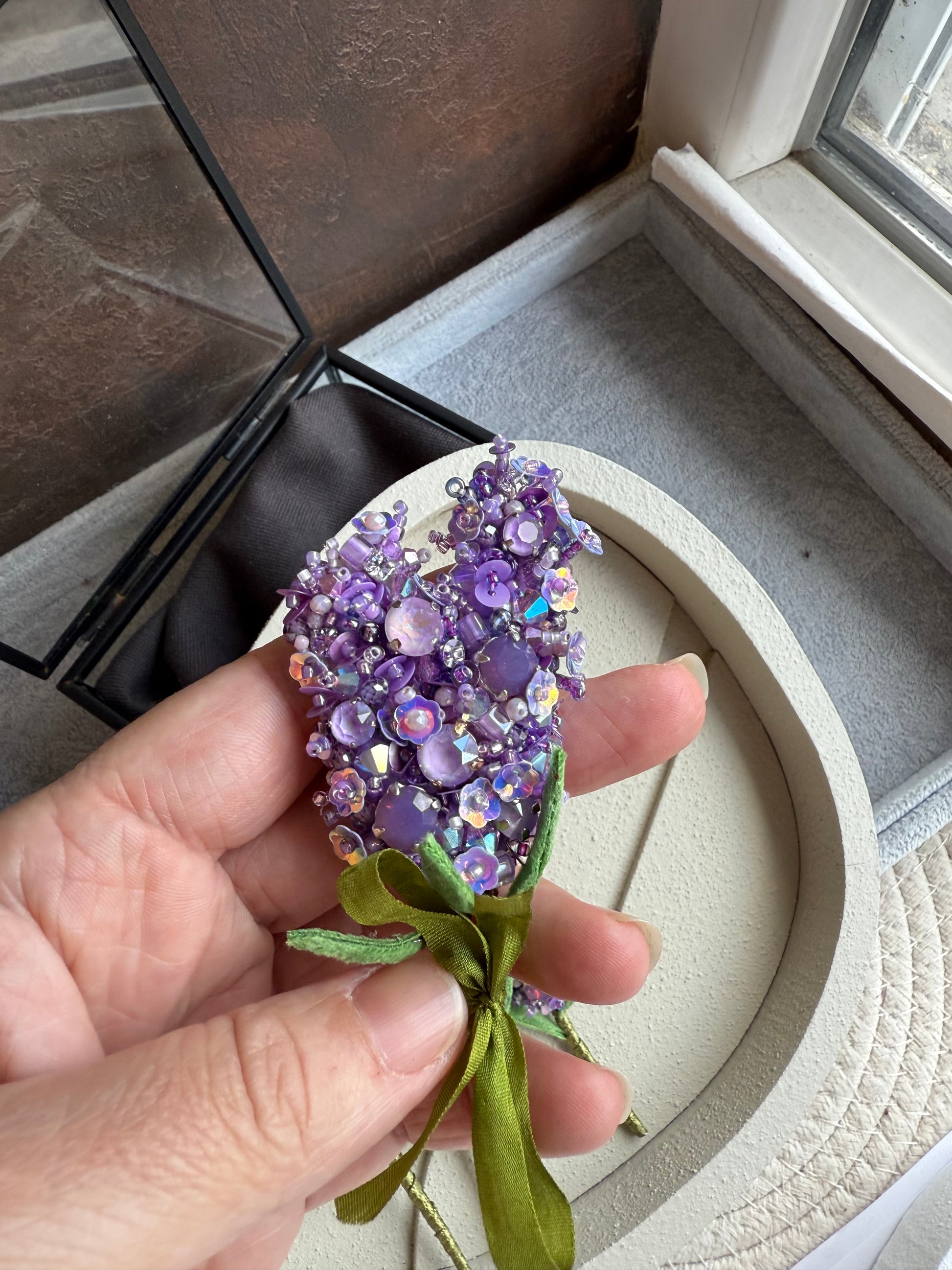 Lavender Beaded Brooch