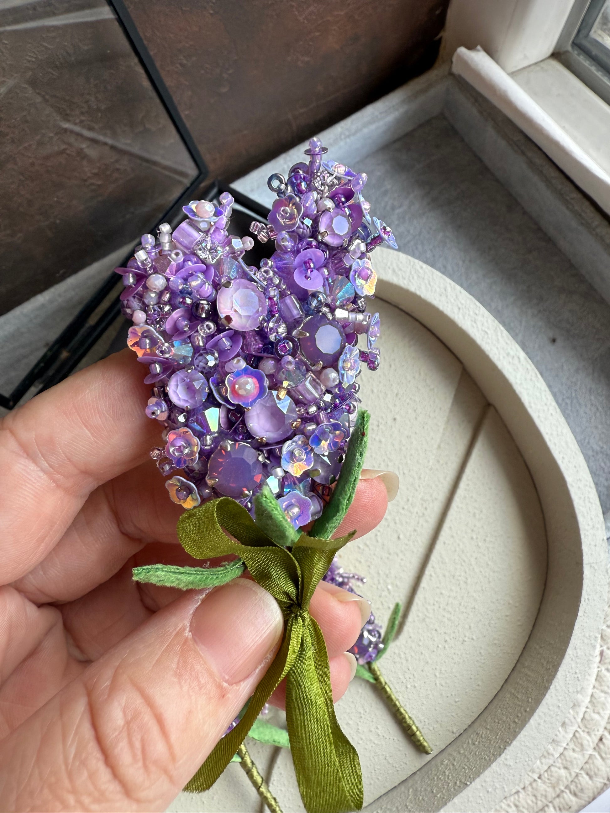 Lavender Beaded Brooch