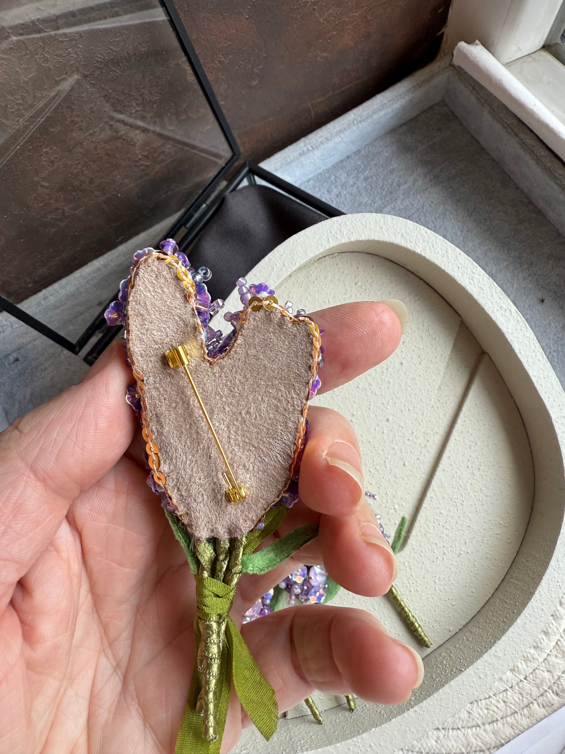 Lavender Beaded Brooch
