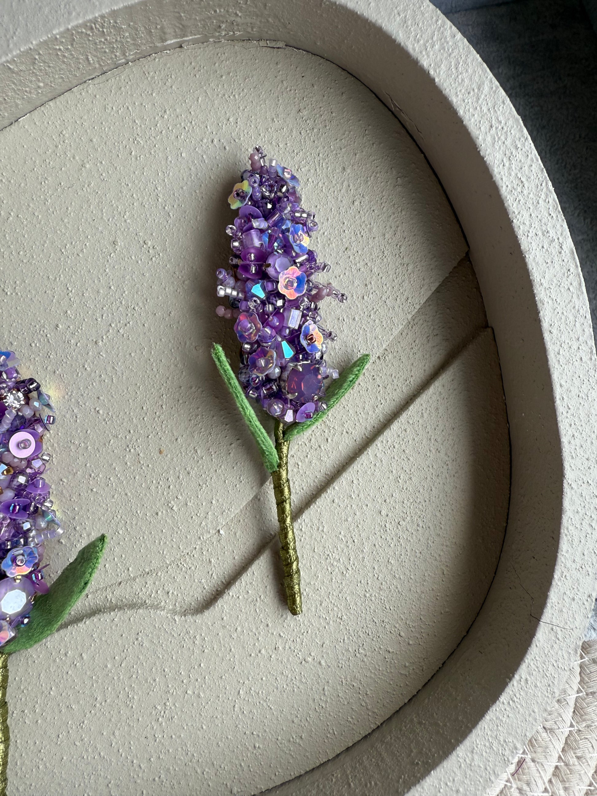 Lavender Beaded Brooch