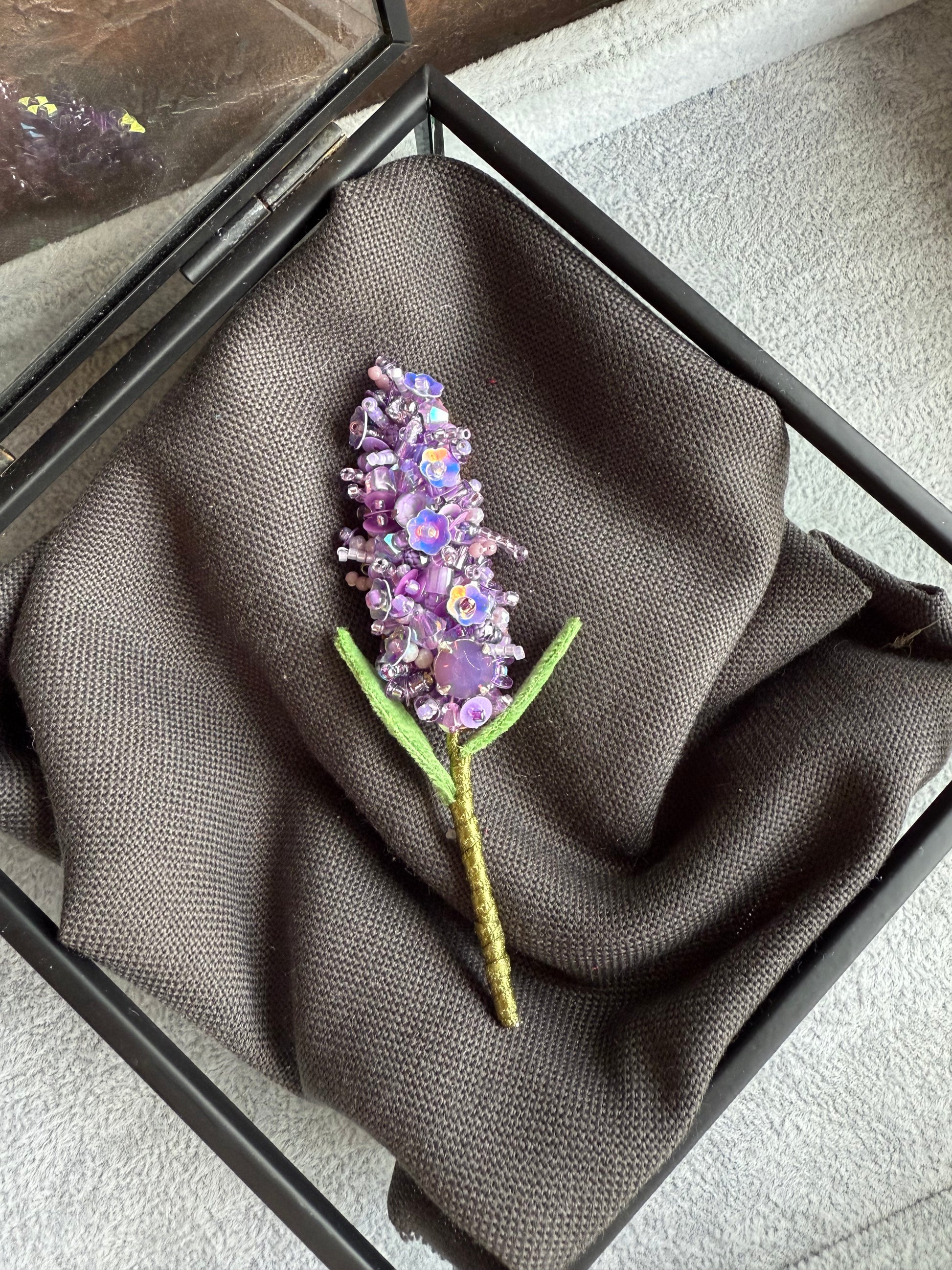 Lavender Beaded Brooch