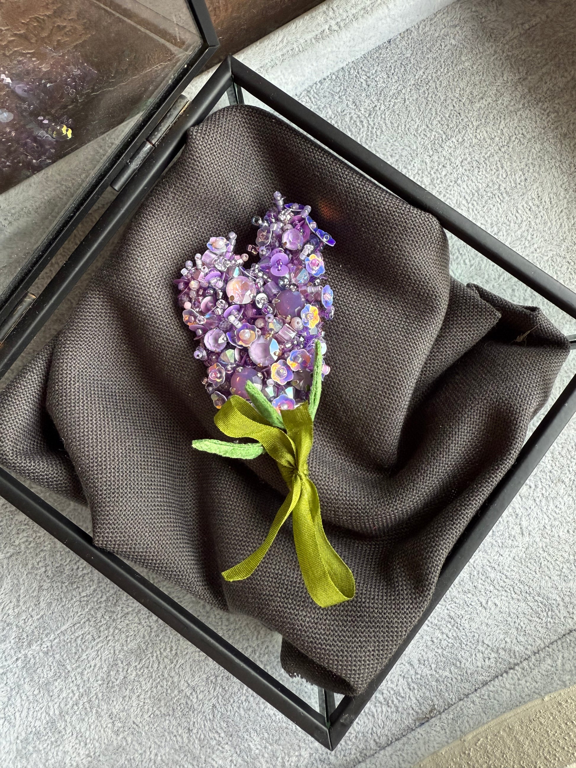 Lavender Beaded Brooch