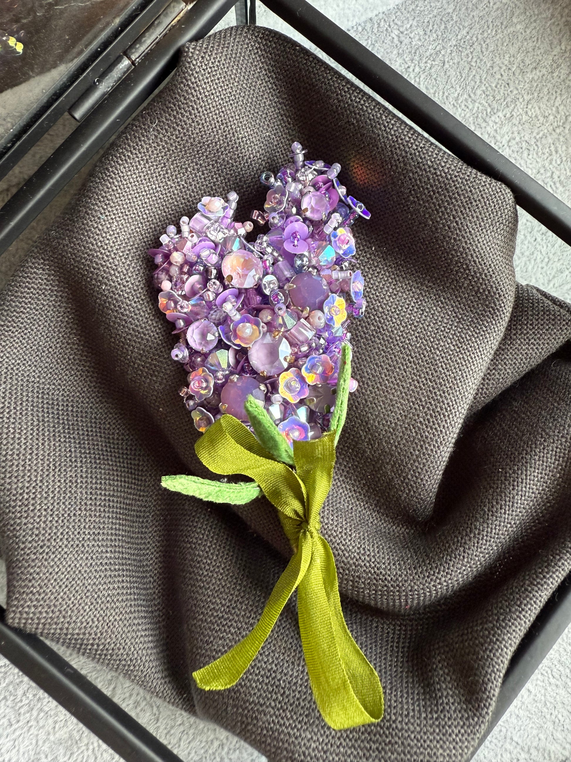 Lavender Beaded Brooch