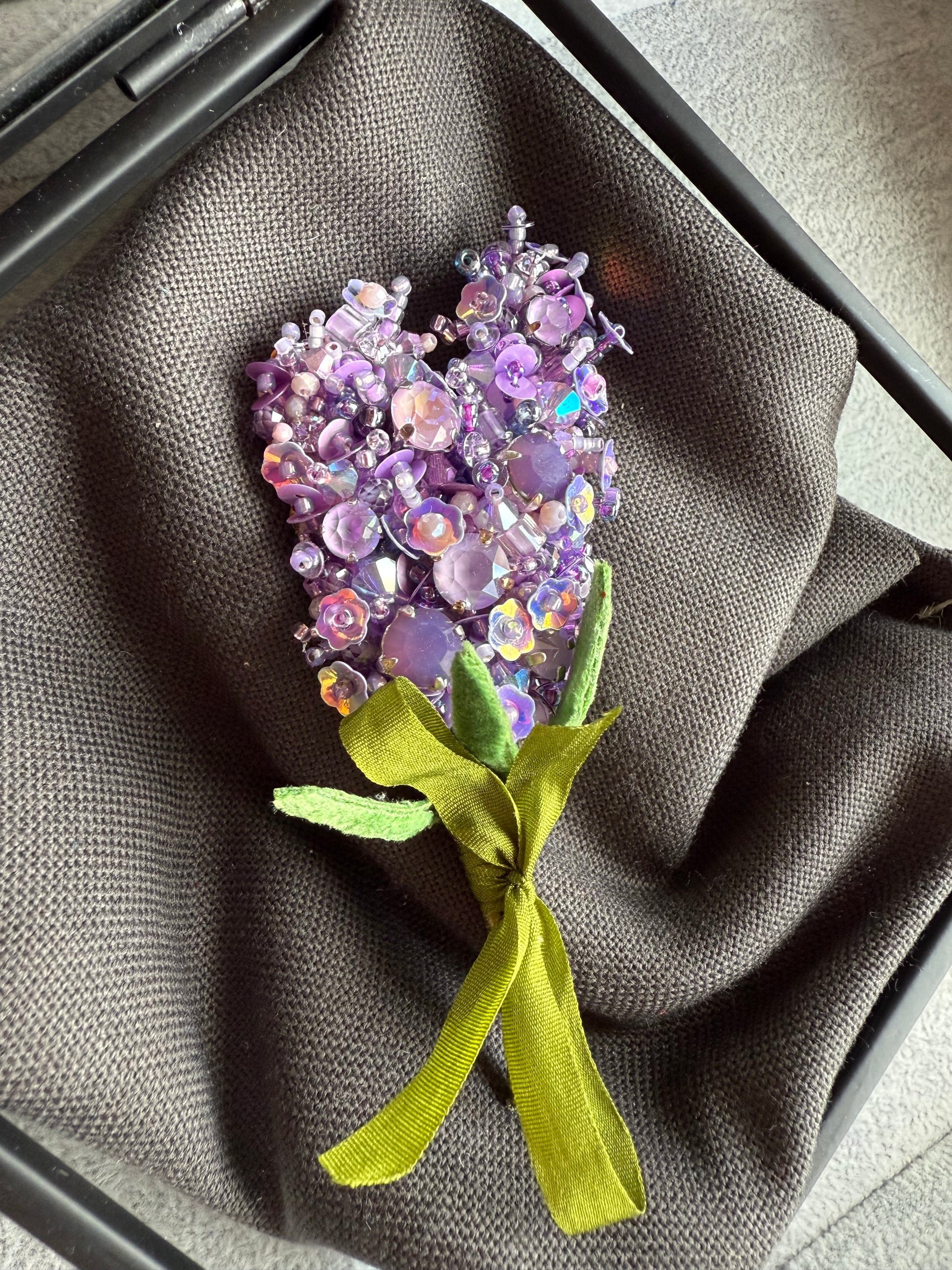 Lavender Beaded Brooch