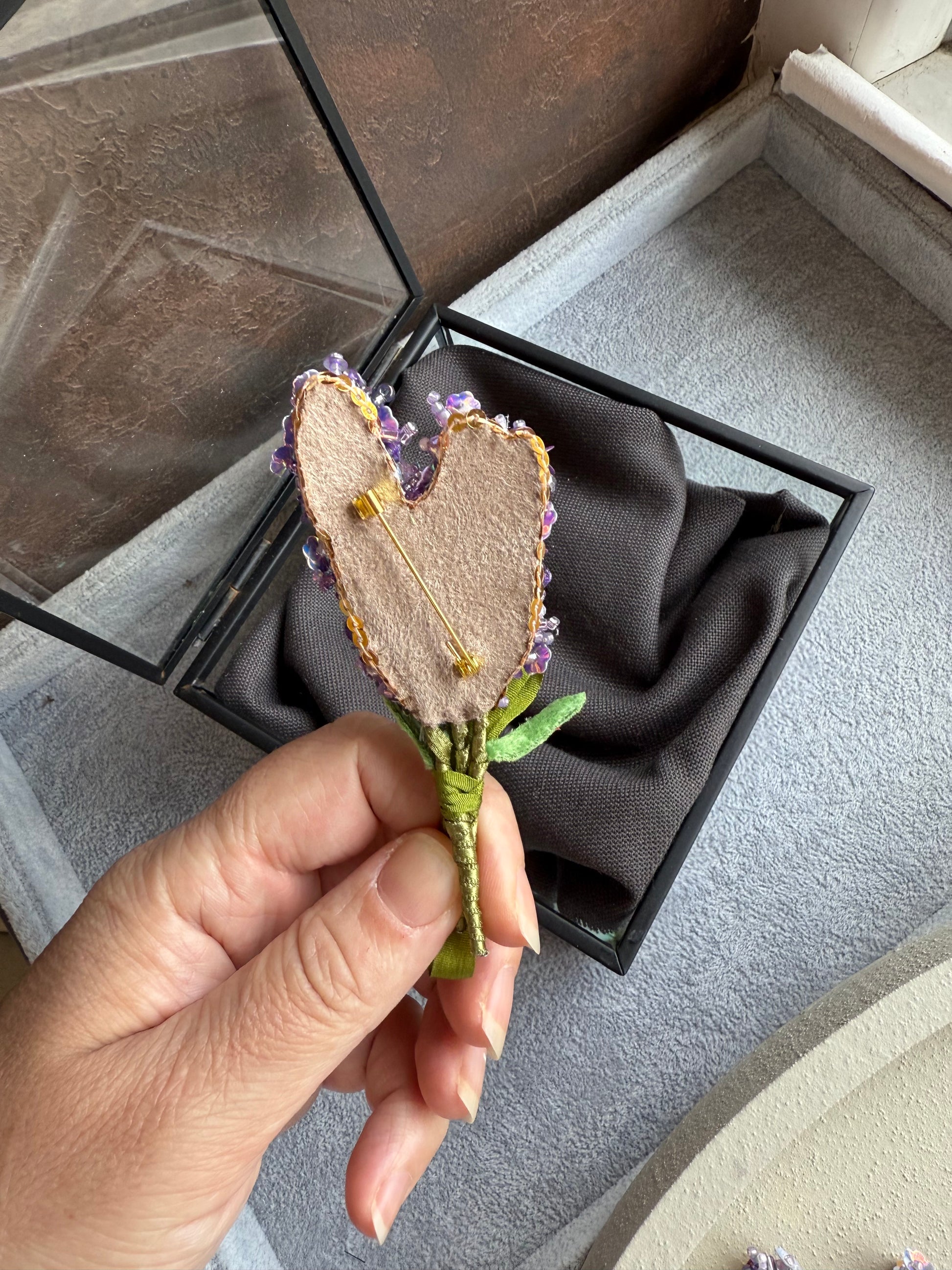 Lavender Beaded Brooch