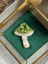 Luxury Mushroom Brooch – Hand Embroidered with Crystals and Pearls