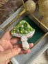 Green Beaded Mushroom Brooch – Handmade Forest-Inspired Pin