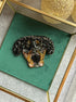 Custom pet portrait beaded brooch hand embroidered from your pet photo with glass beads, crystals, sequins, and detailed dog portrait embroidery