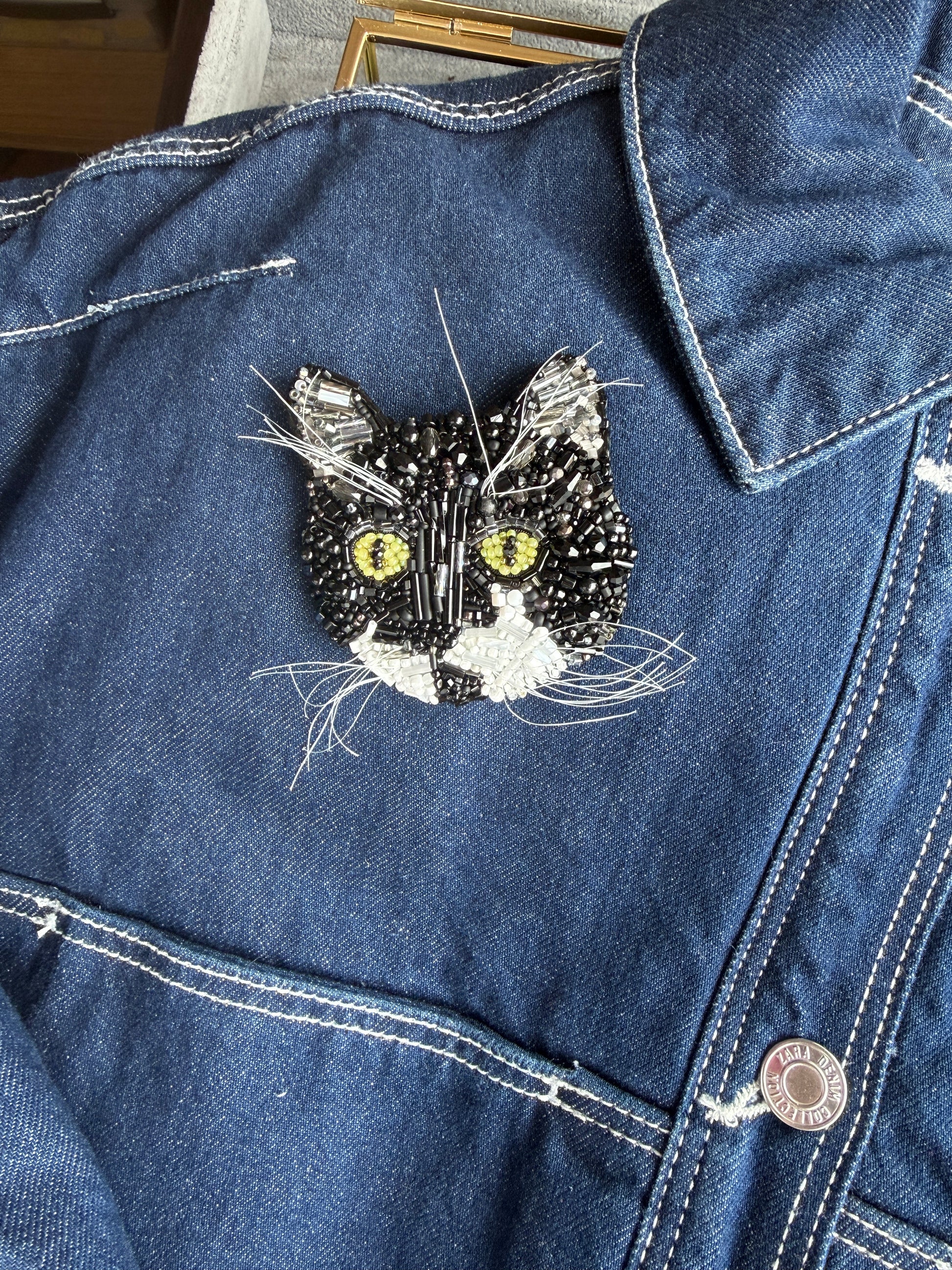 Custom Black Cat Portrait Brooch