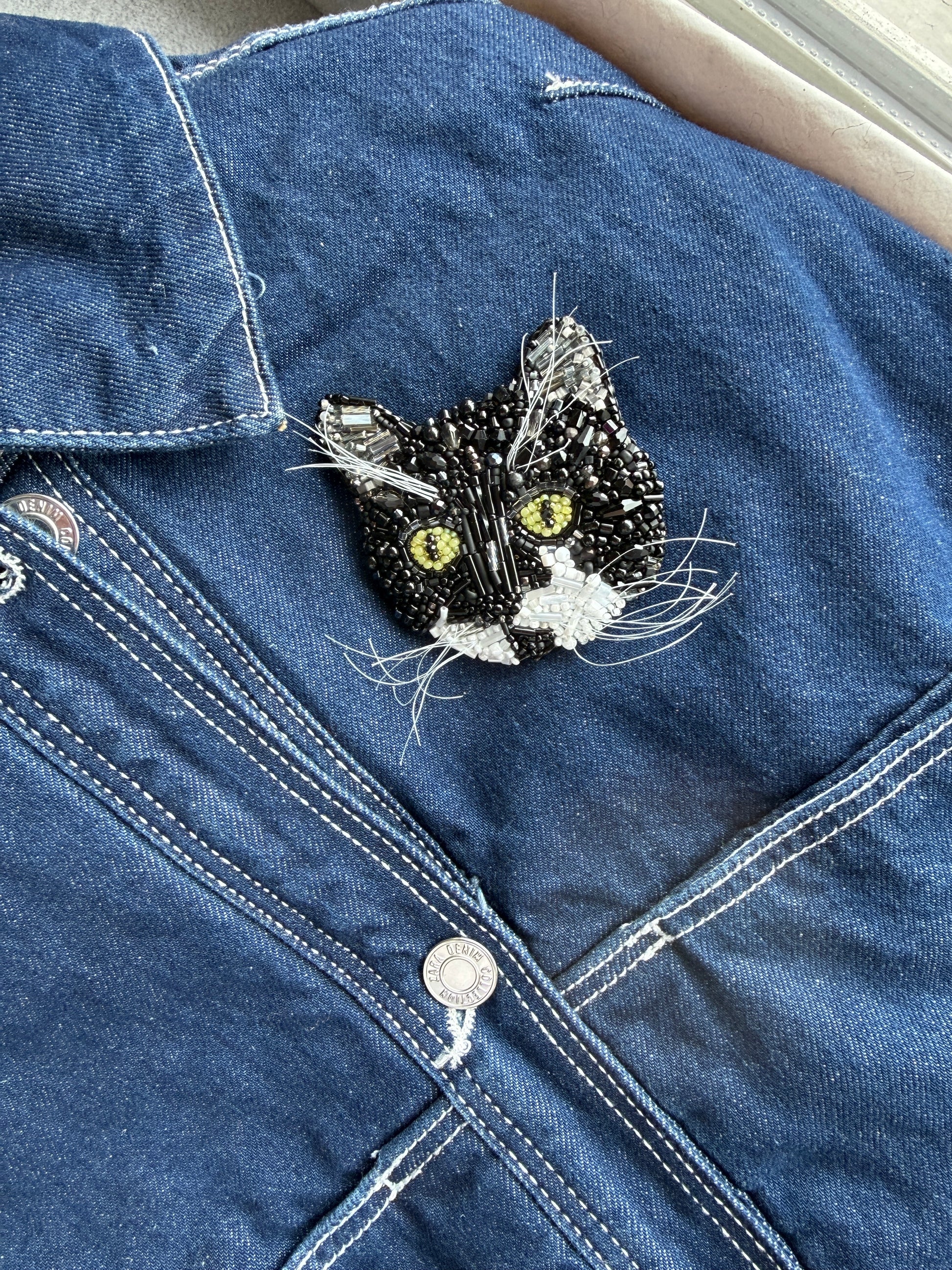 Custom Black Cat Portrait Brooch