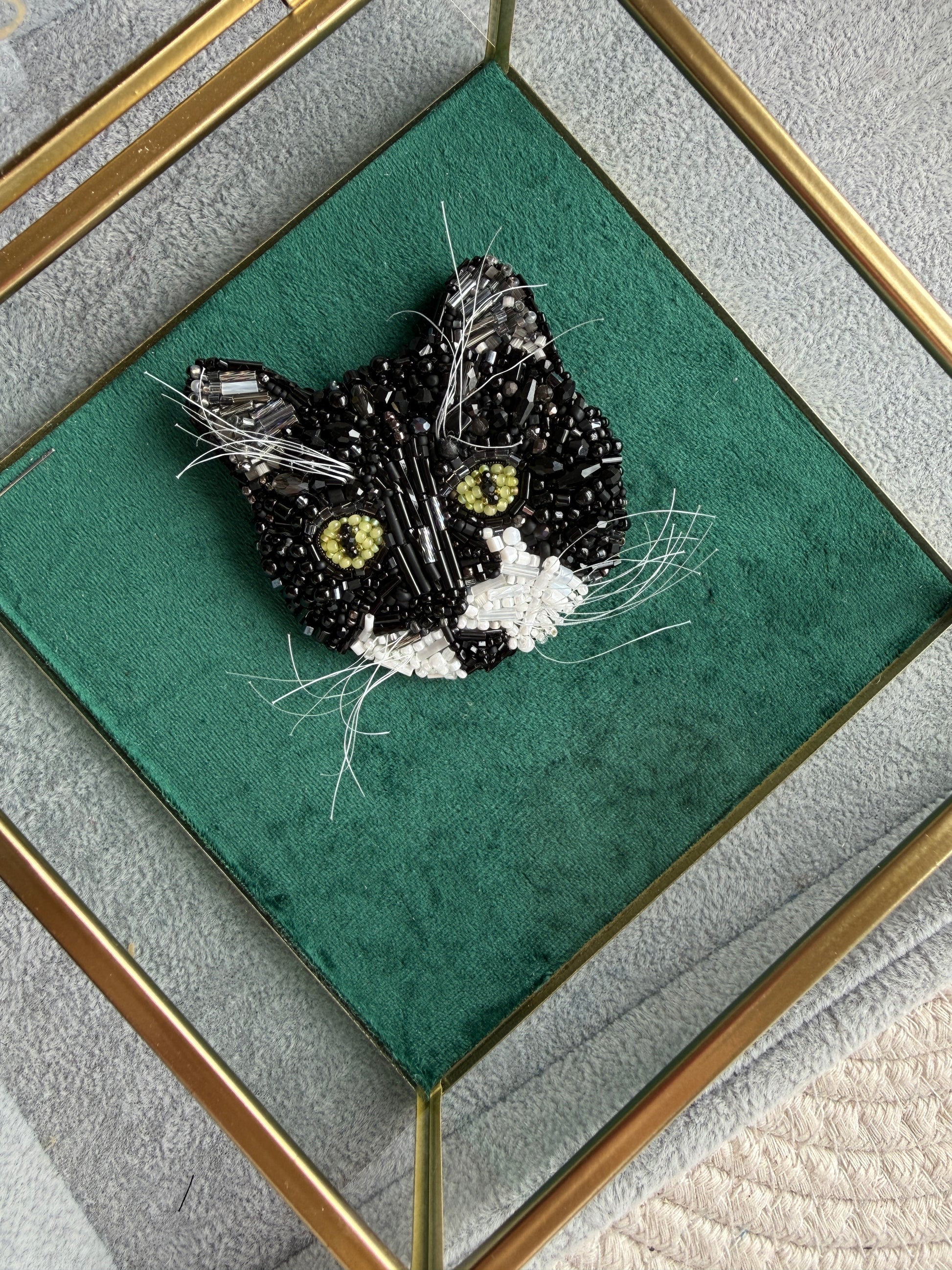Custom Black Cat Portrait Brooch